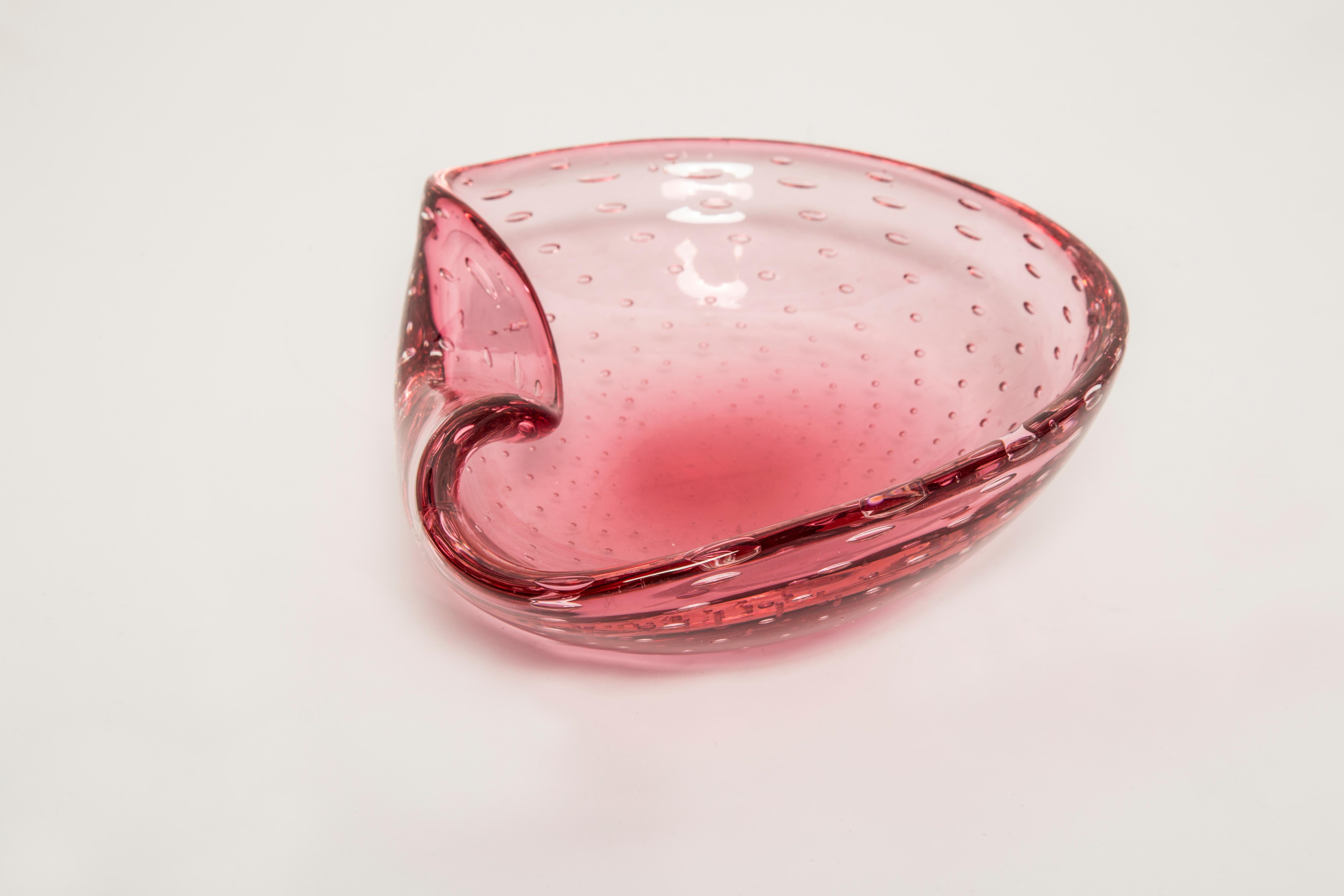 Mid-Century Murano Pink Glass Bowl Ashtray Element, Italy, 1970s In Good Condition In 05-080 Hornowek, PL