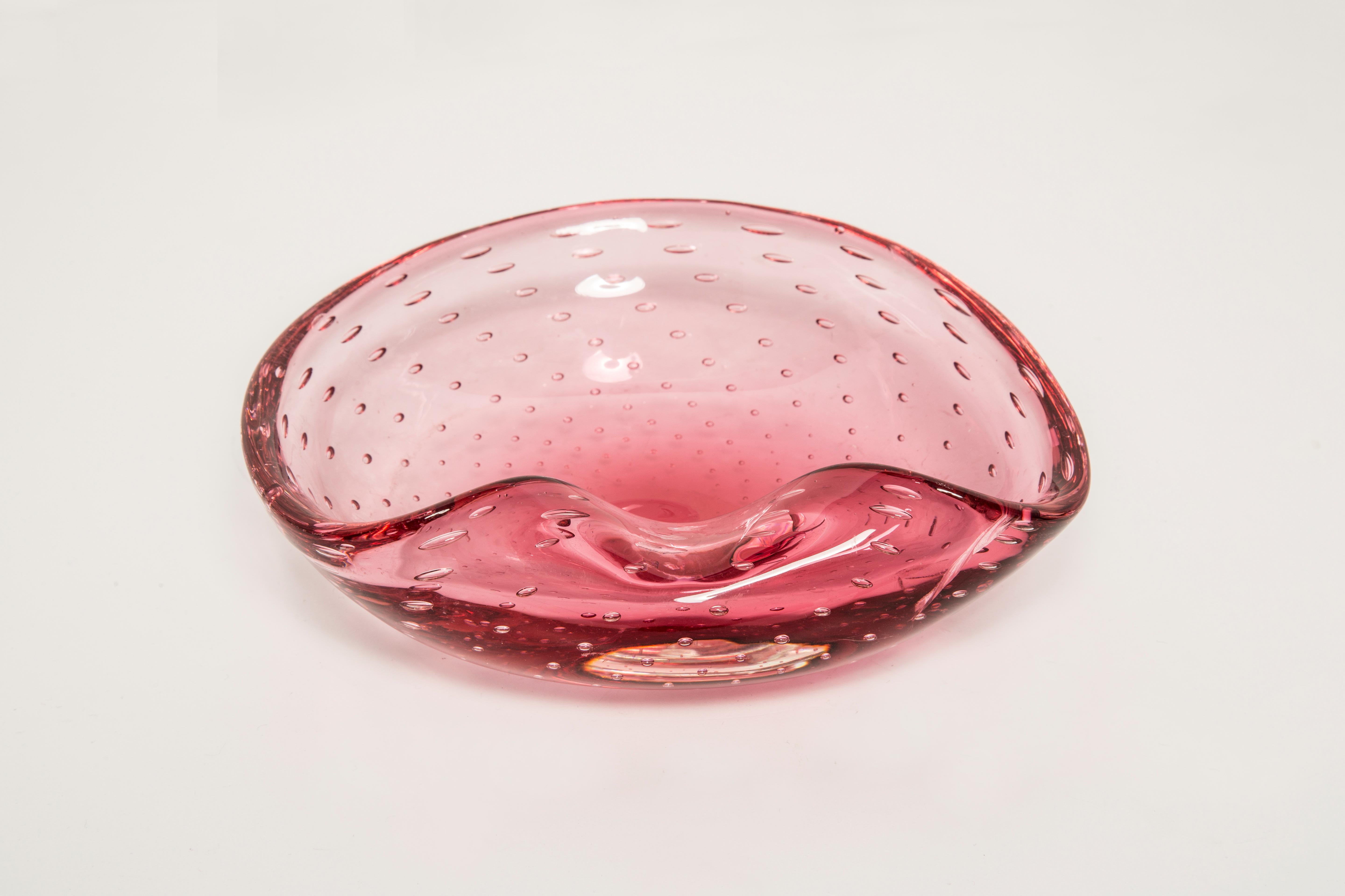 20th Century Mid-Century Murano Pink Glass Bowl Ashtray Element, Italy, 1970s