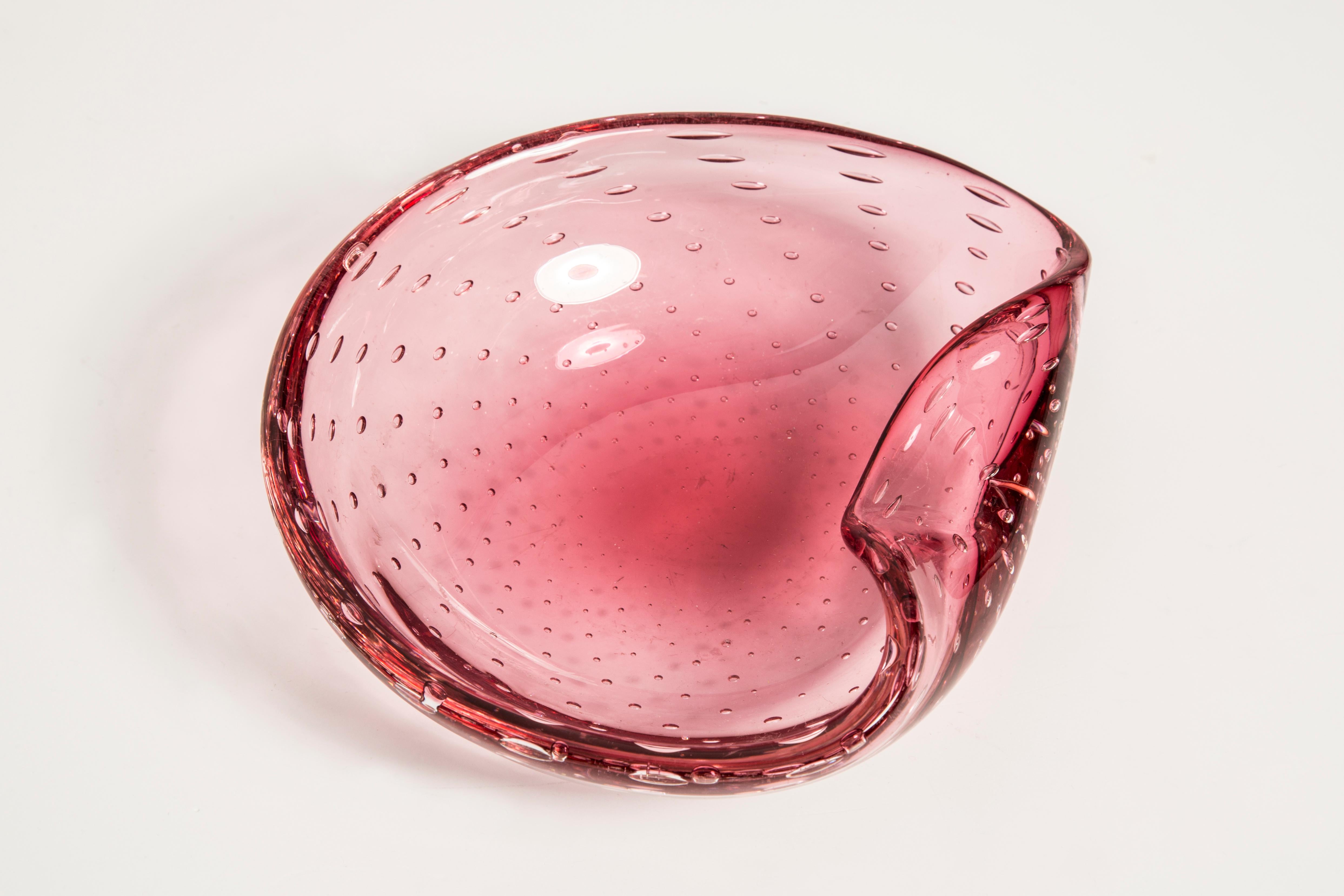 Mid-Century Murano Pink Glass Bowl Ashtray Element, Italy, 1970s 1
