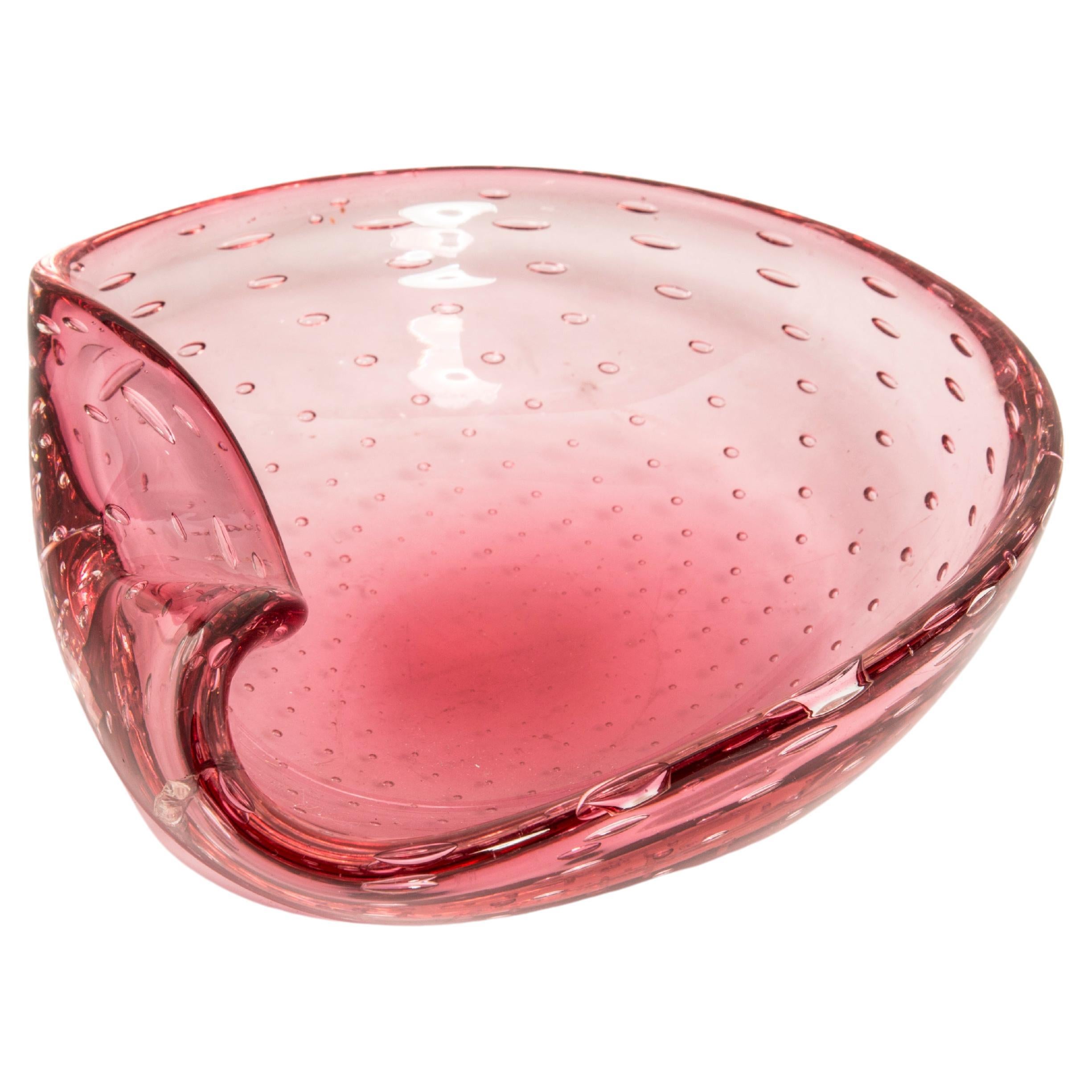 Mid-Century Murano Pink Glass Bowl Ashtray Element, Italy, 1970s