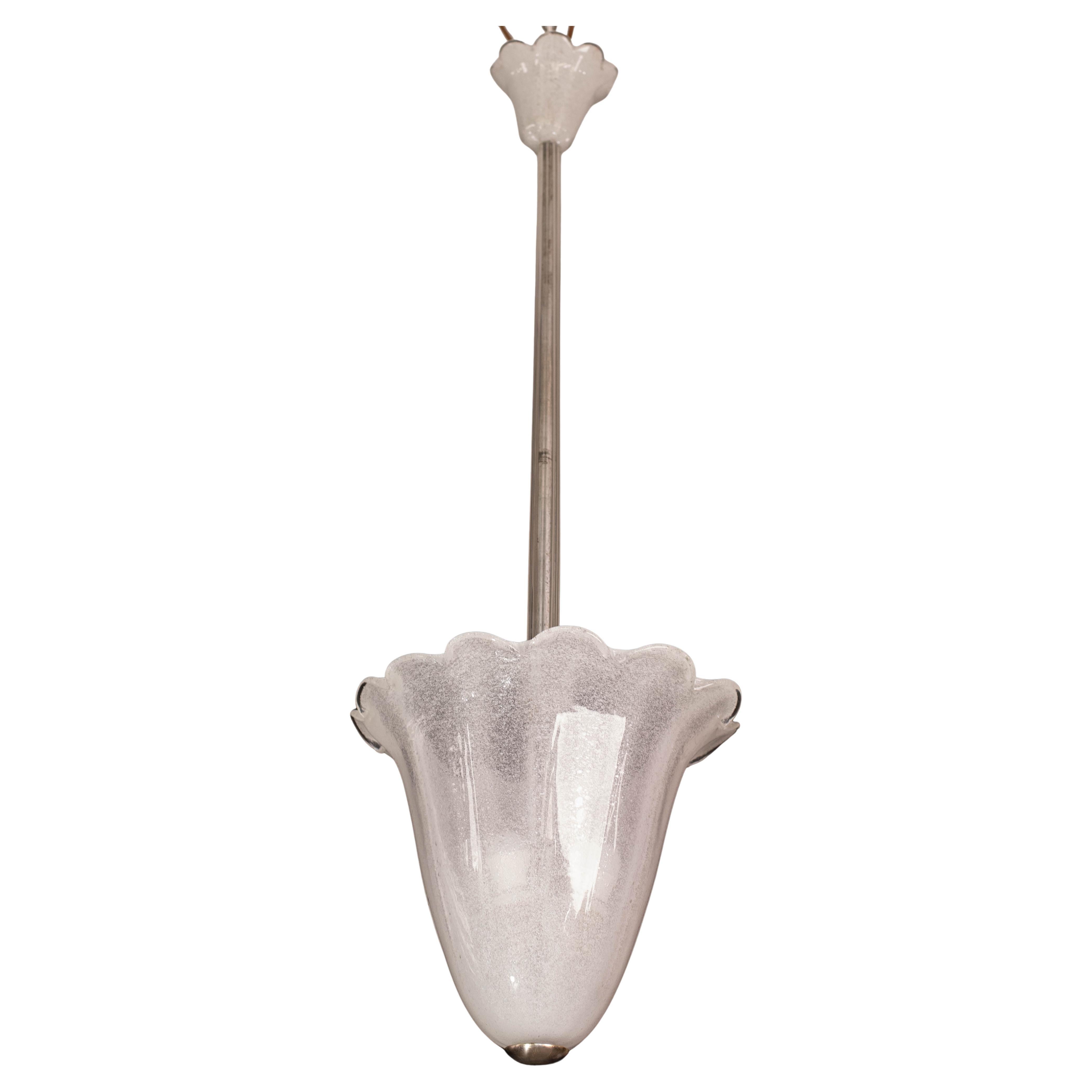 Mid-Century Murano Pulegoso Glass Lantern by Seguso, 1950s