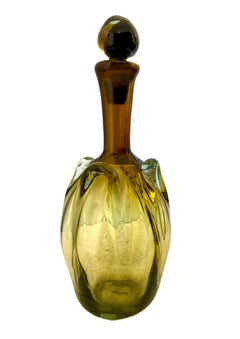 Mid-Century Murano “Pulled Loop” Style Art Glass Decanter