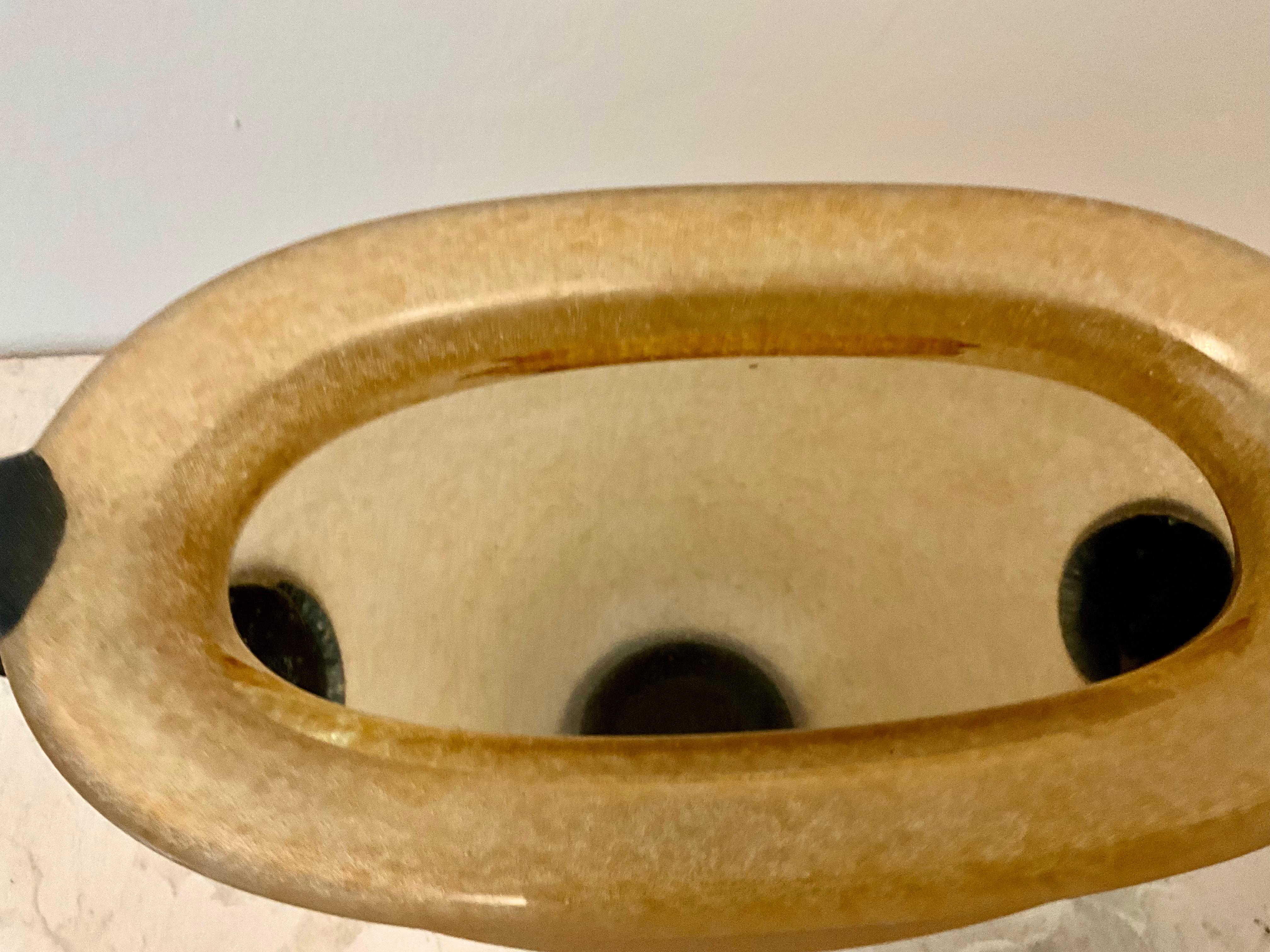 Mid-Century Modern Vase Urne en verre Murano Scavo du milieu du siècle, jaune en vente