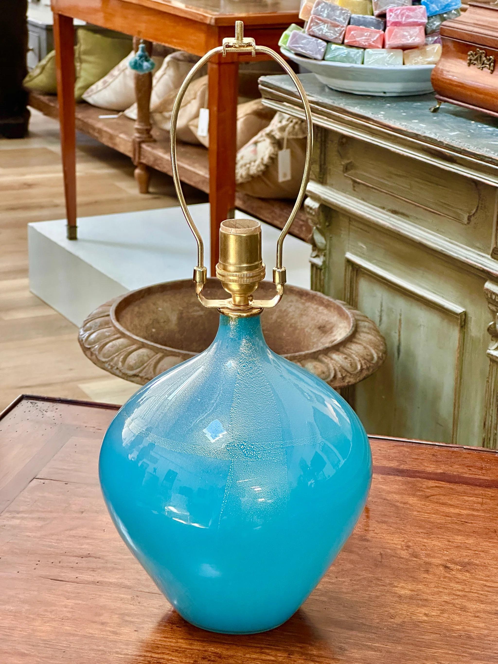 Mid-20th Century Mid Century Murano, Seguso Italian Blue Glass Lamp (c.1950) For Sale