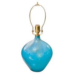 Retro Mid Century Murano, Seguso Italian Blue Glass Lamp (c.1950)
