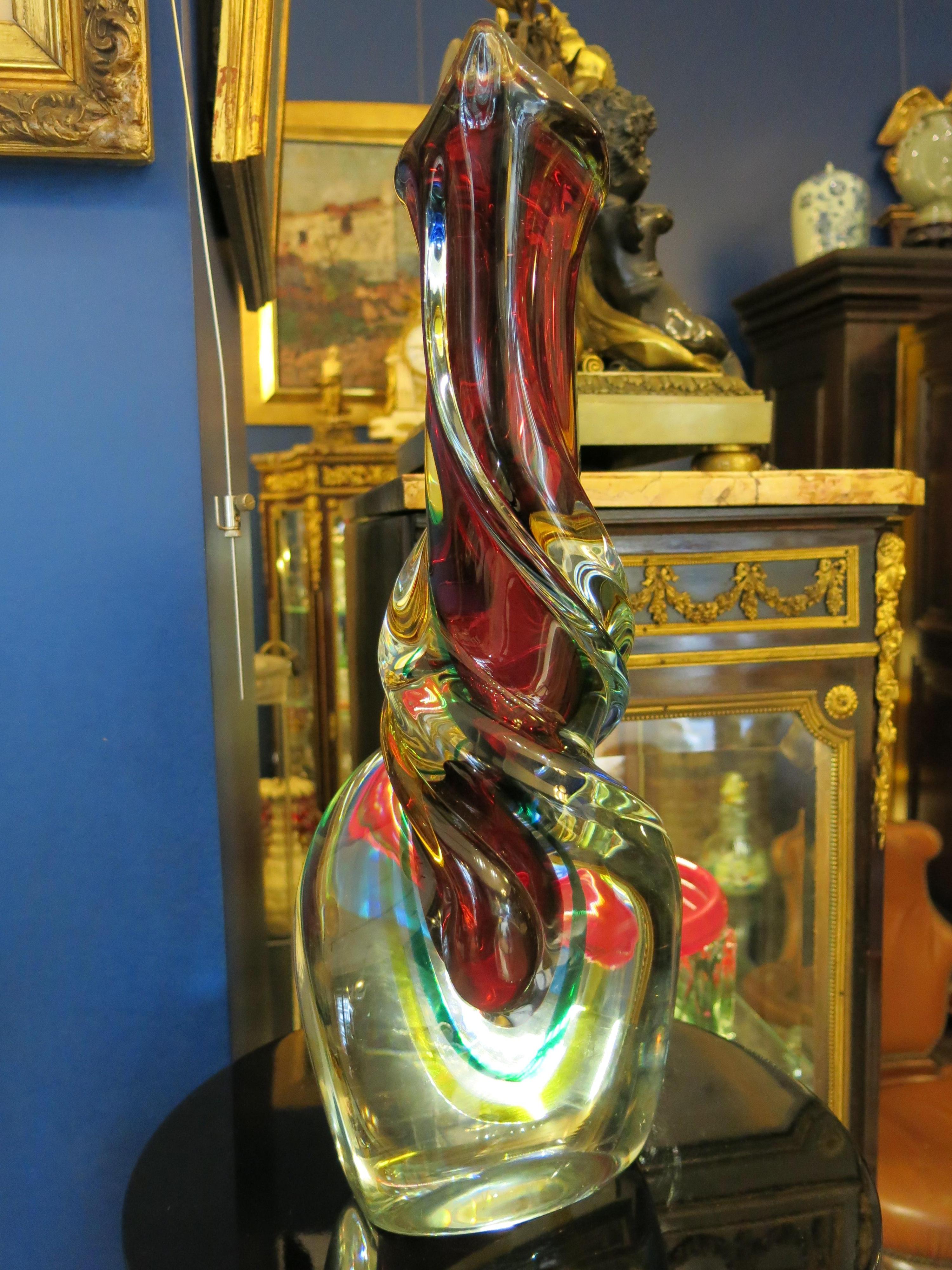 Italian Midcentury Murano Sommerso Art Glass Vase, 1960s For Sale