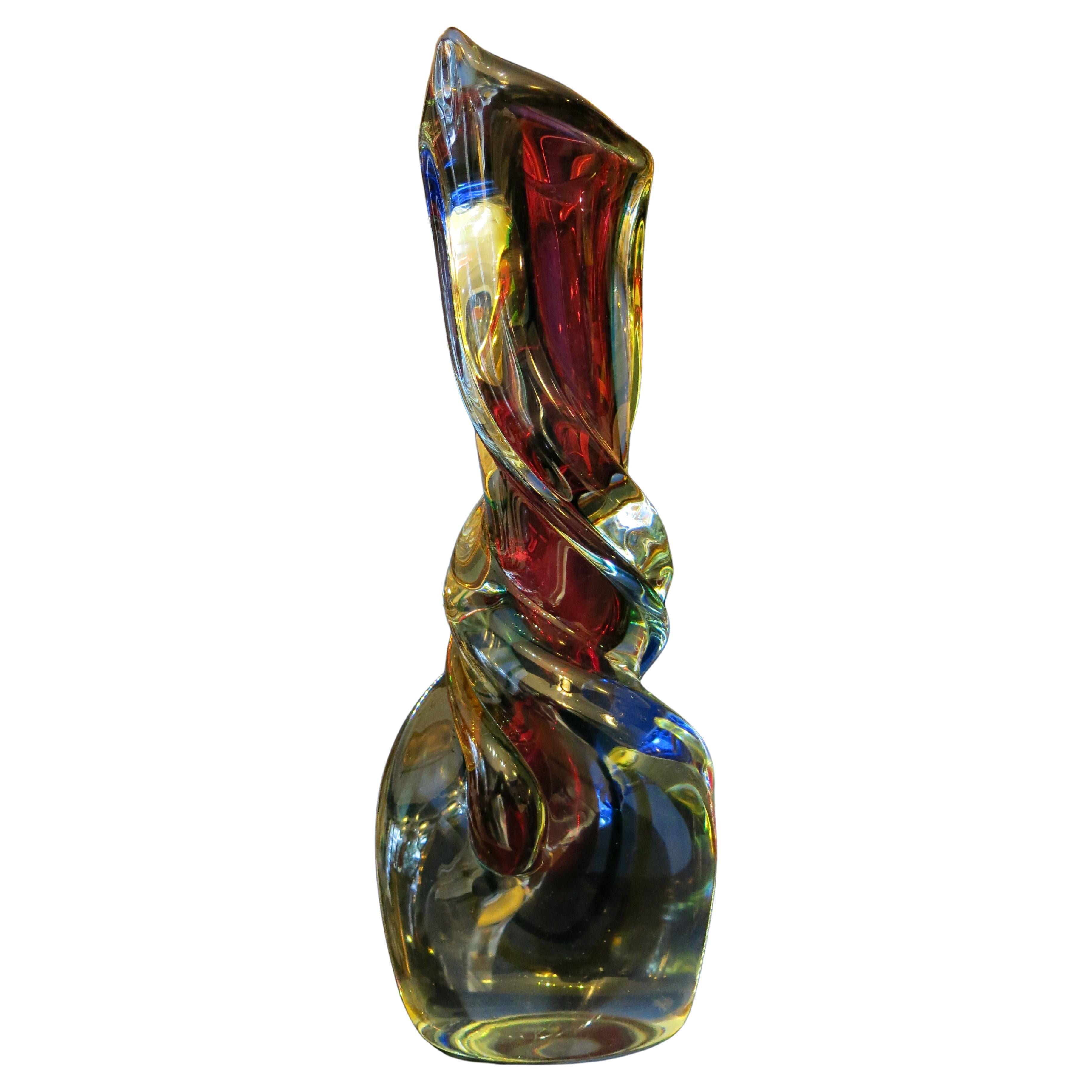 Midcentury Murano Sommerso Art Glass Vase, 1960s For Sale