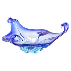 Murano Glass Sommerso Blaue Glasschale, Italien um 1960, Mitte des Jahrhunderts