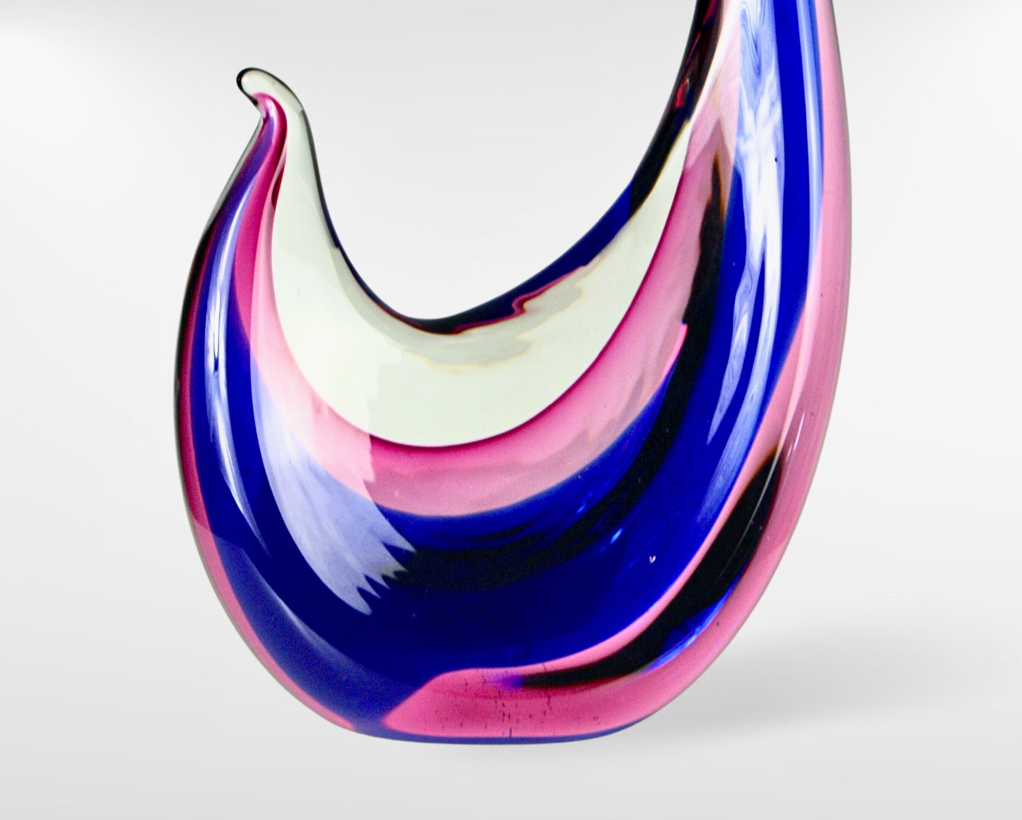 Mid-Century Modern Midcentury Murano Sommerso Glass Bird Sculpture Large Purple Flavio Poli Attr