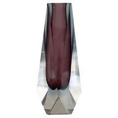 Mid Century Murano "Sommerso" Vase in Clear and Purple by Flavio Poli