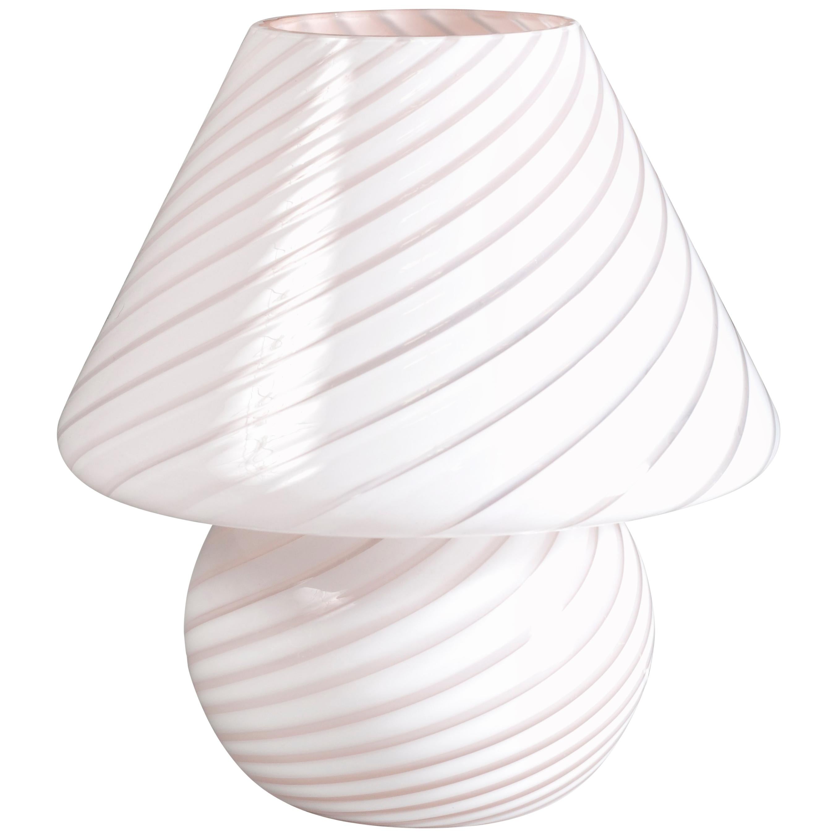 Midcentury Murano Swirl Glass Mushroom Venini Table Lamp
