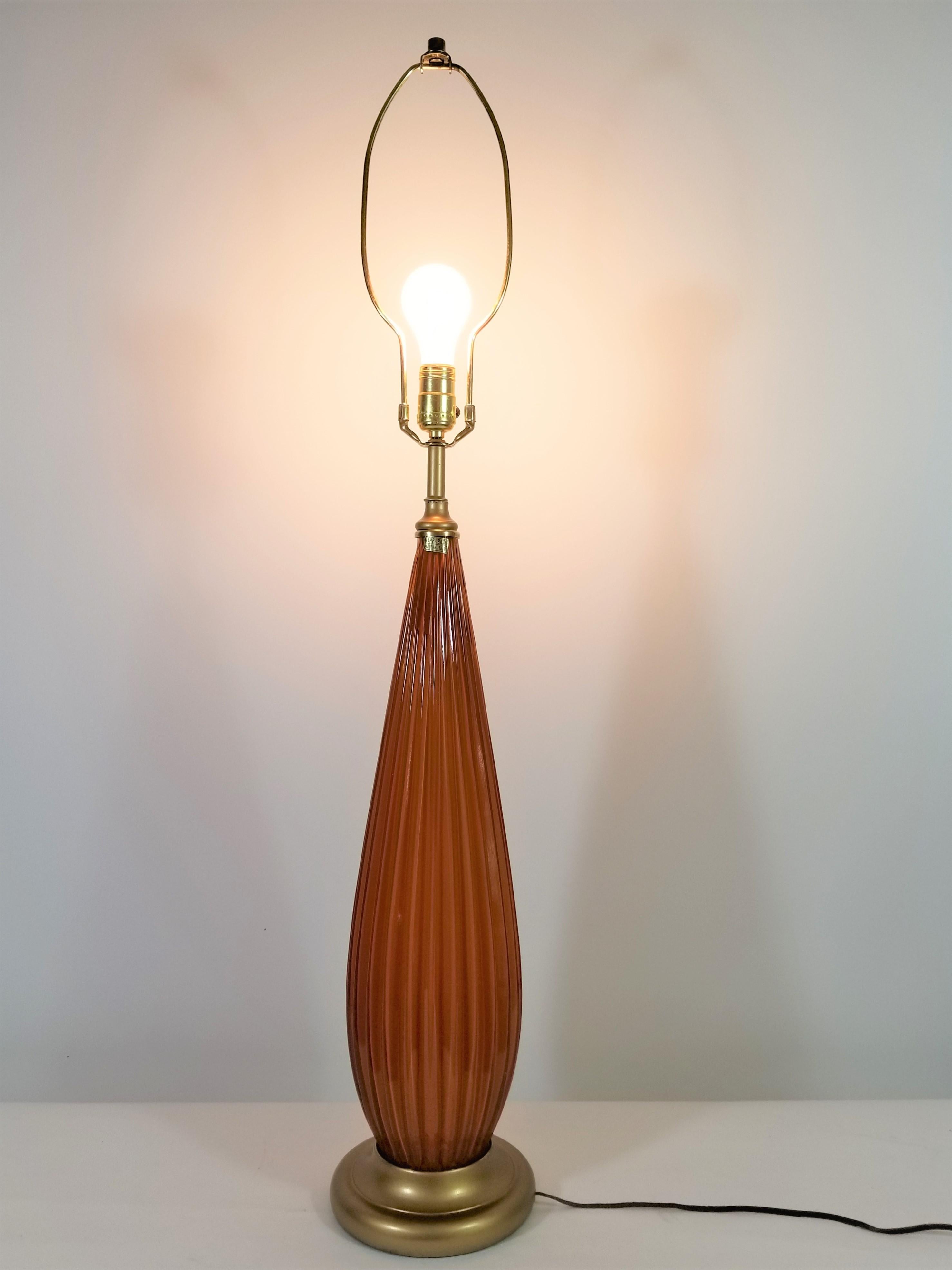 Italian Murano Tall Table Lamp, Italy Mid Century  For Sale 9