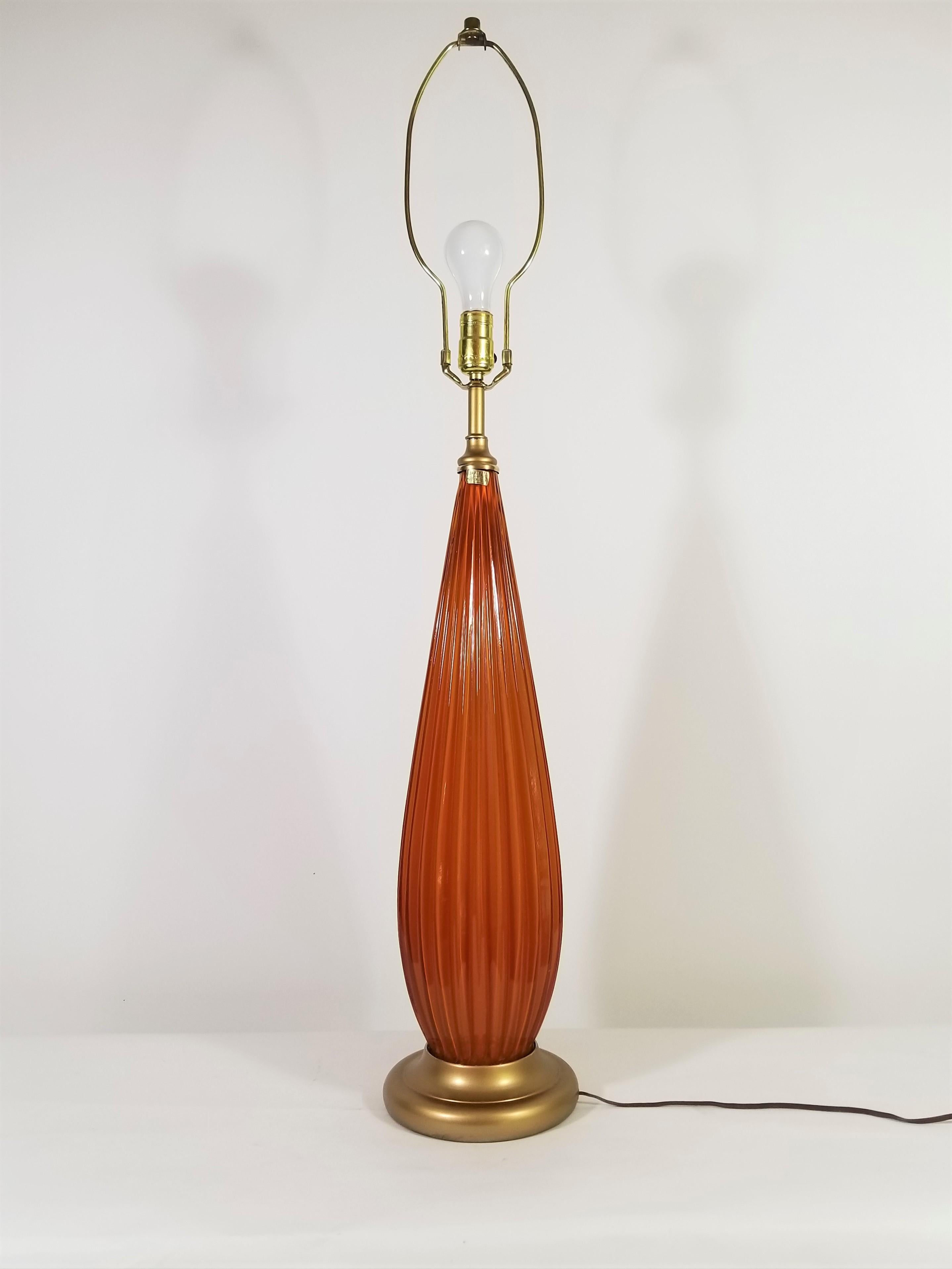 Italian Murano Tall Table Lamp, Italy Mid Century  In Excellent Condition For Sale In New York, NY