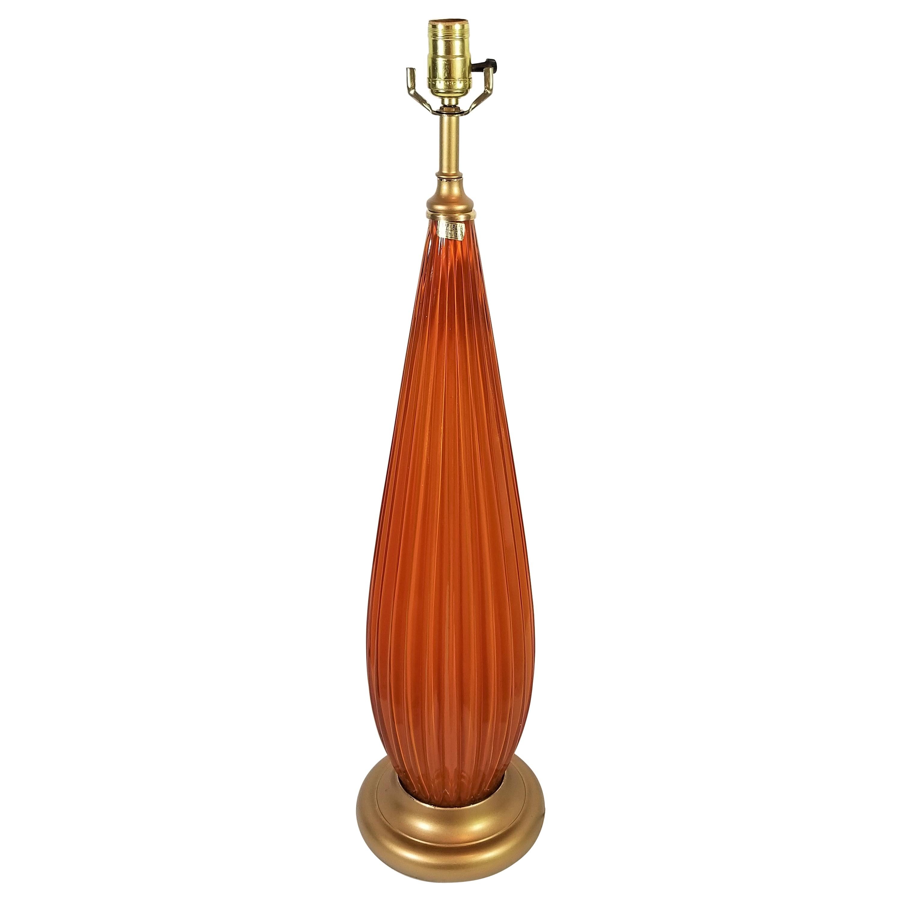 Italian Murano Tall Table Lamp, Italy Mid Century 