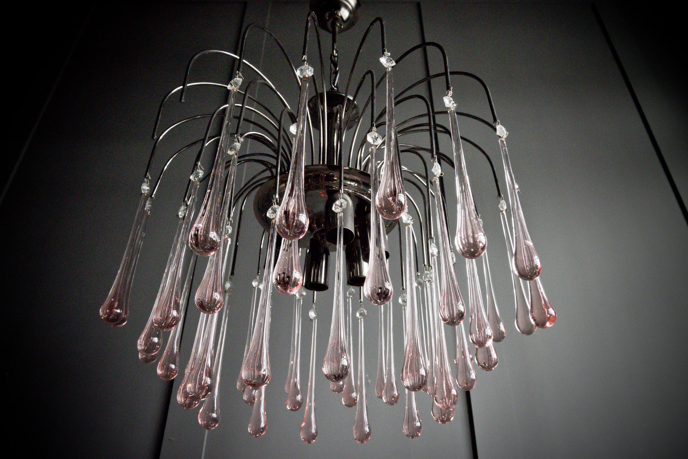 Mid Century Murano Tear drop Chandelier For Sale 4