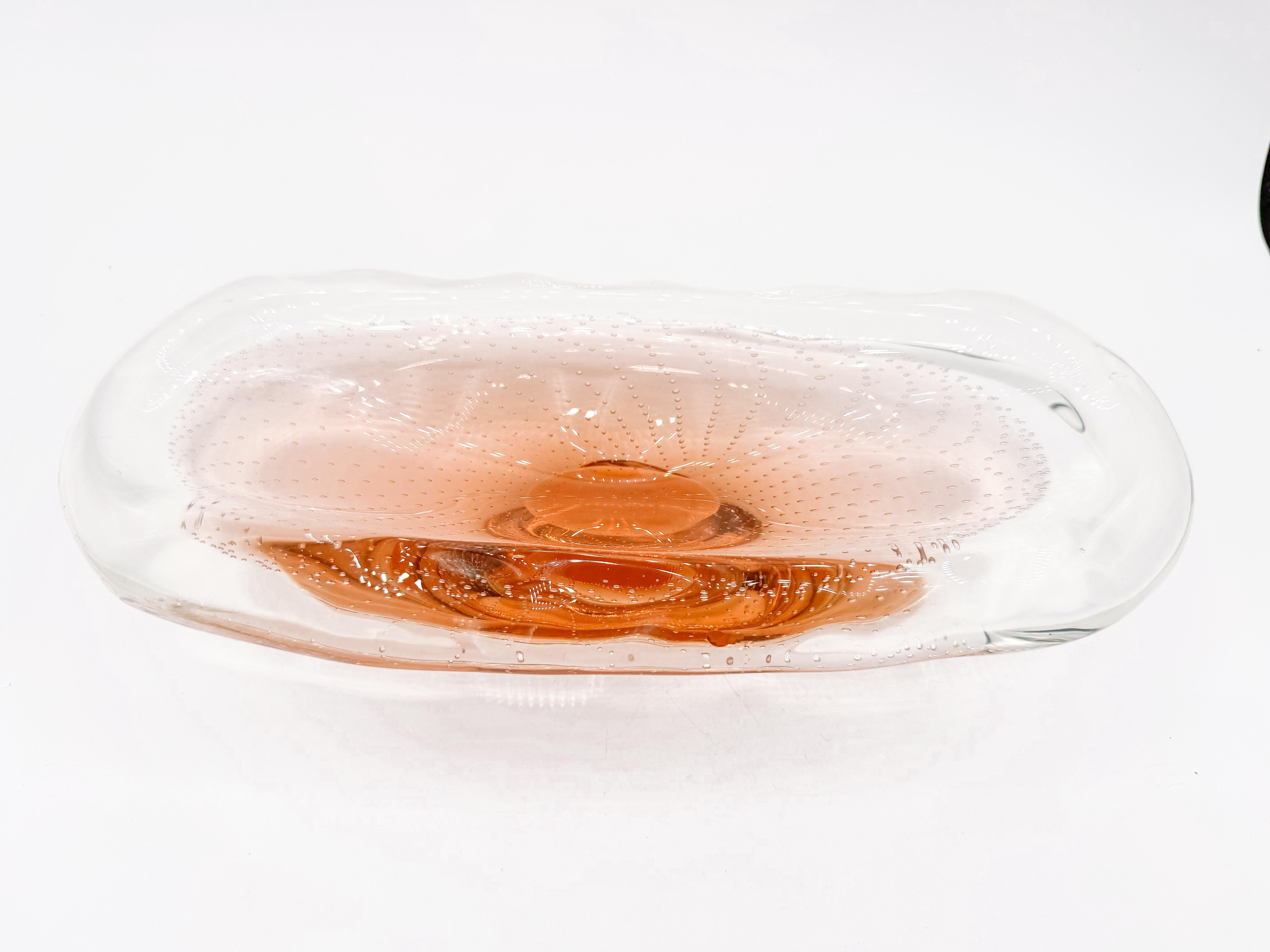 Mid-Century Murano Thick Glass Vide-Poche with Controlled Bubbles Catchall For Sale 3