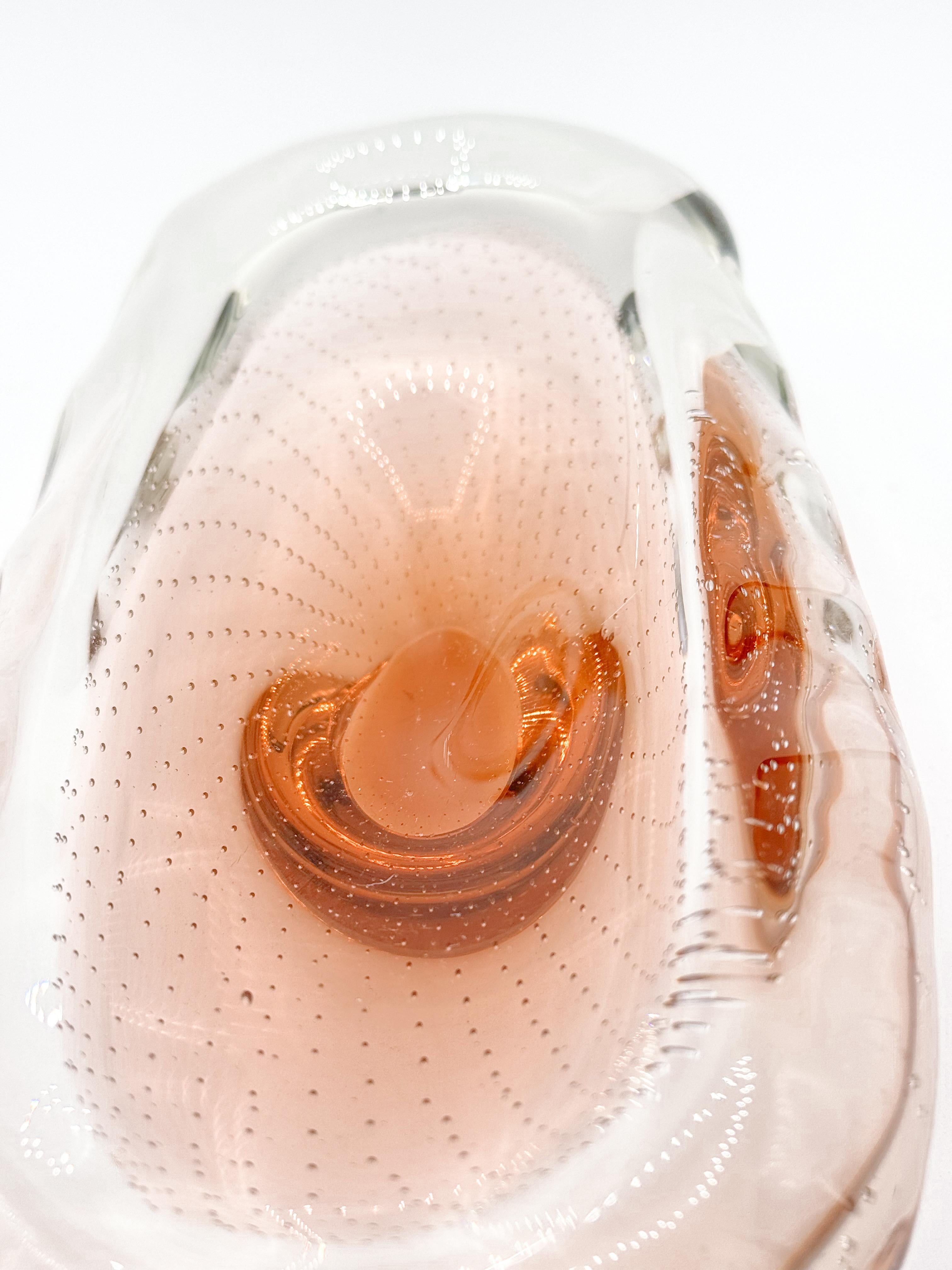 Murano Glass Mid-Century Murano Thick Glass Vide-Poche with Controlled Bubbles Catchall For Sale