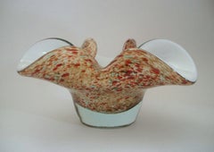 Midcentury Murano Trefoil Speckled Glass Bowl - Unsigned - Italy - circa 1970s