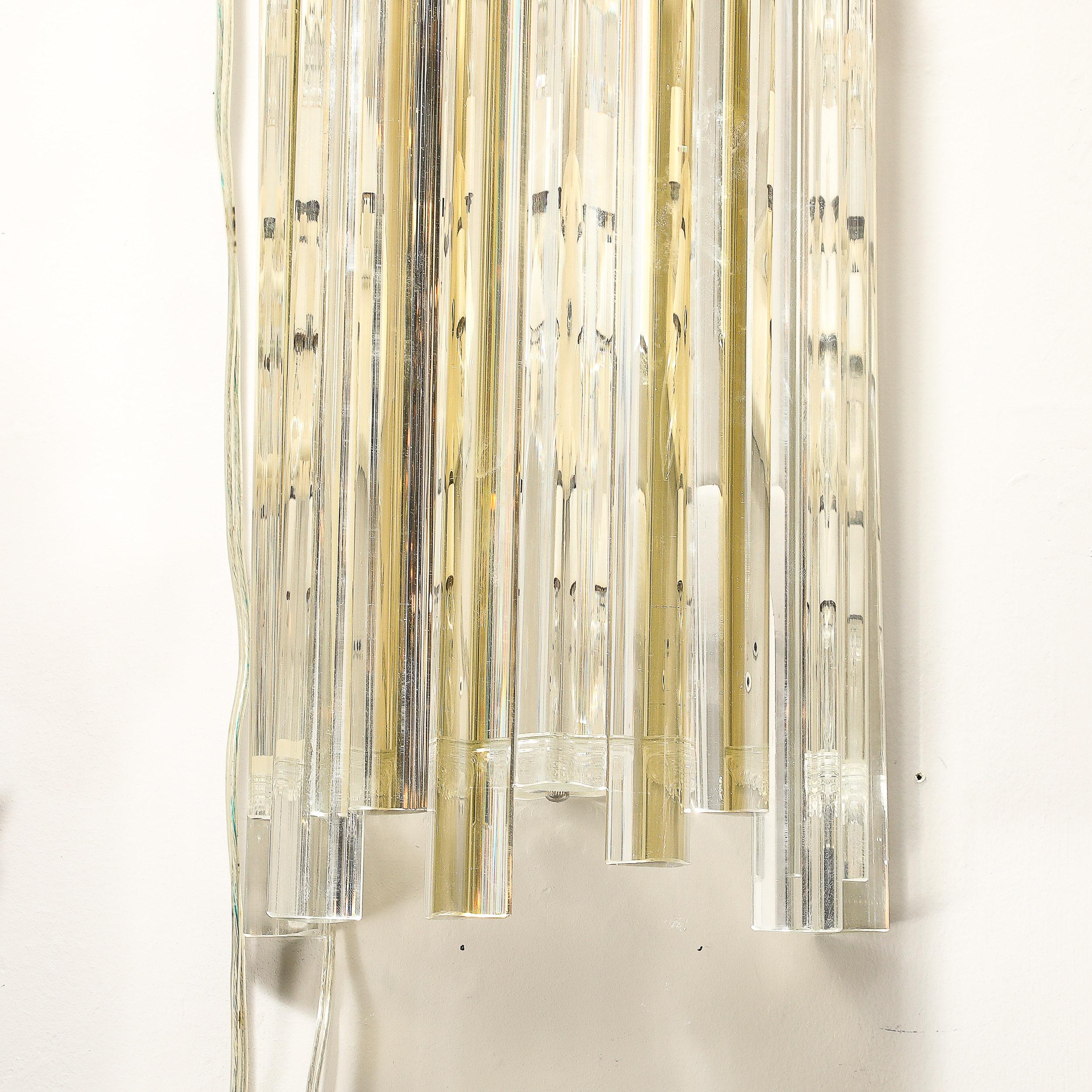 Mid-Century Murano Triedre Smoked Amber & Clear Glass Sconces by Venini For Sale 4