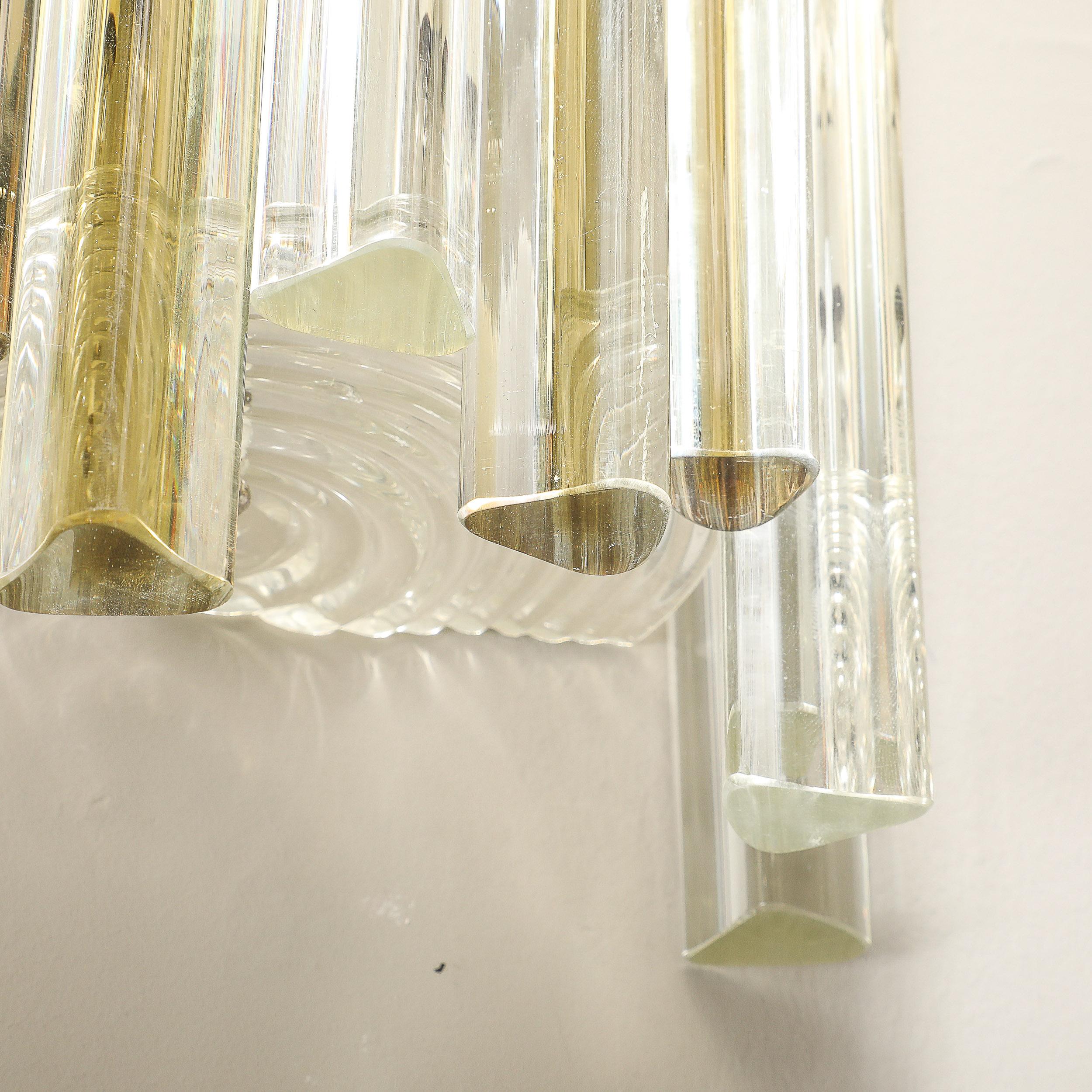 Mid-Century Murano Triedre Smoked Amber & Clear Glass Sconces by Venini For Sale 6