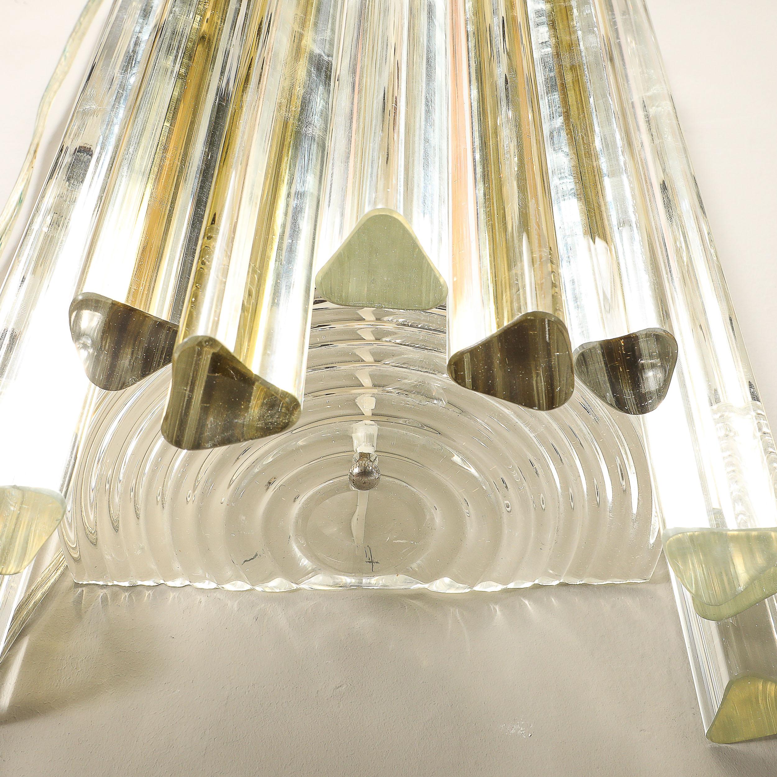 Mid-Century Murano Triedre Smoked Amber & Clear Glass Sconces by Venini For Sale 7