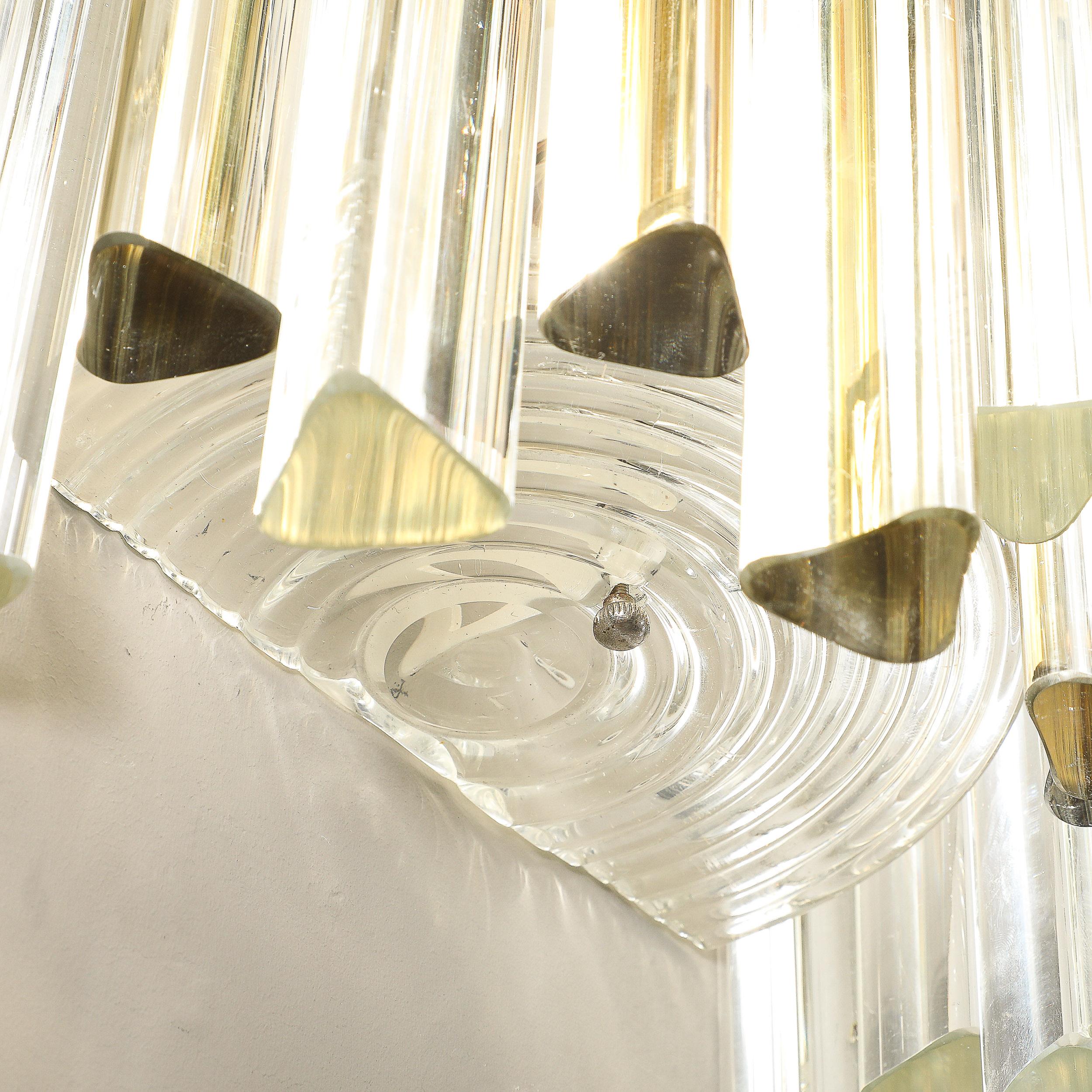 Mid-Century Murano Triedre Smoked Amber & Clear Glass Sconces by Venini For Sale 9