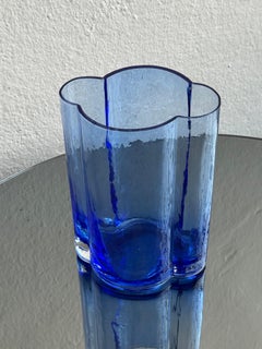 Mid century Murano Vase, Blue shaped Glass, 1960's