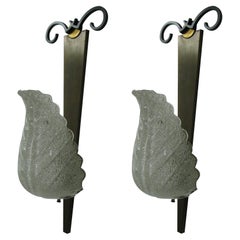 Mid Century Murano Venetian Barovier Wall Sconces Pair