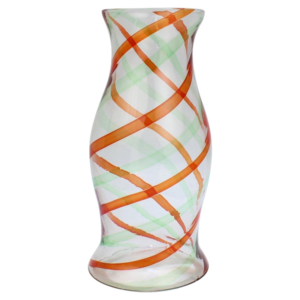 Mid-Century Murano / Venetian Fasce Ritorte Glass Hurricane Lamp Shade For Sale
