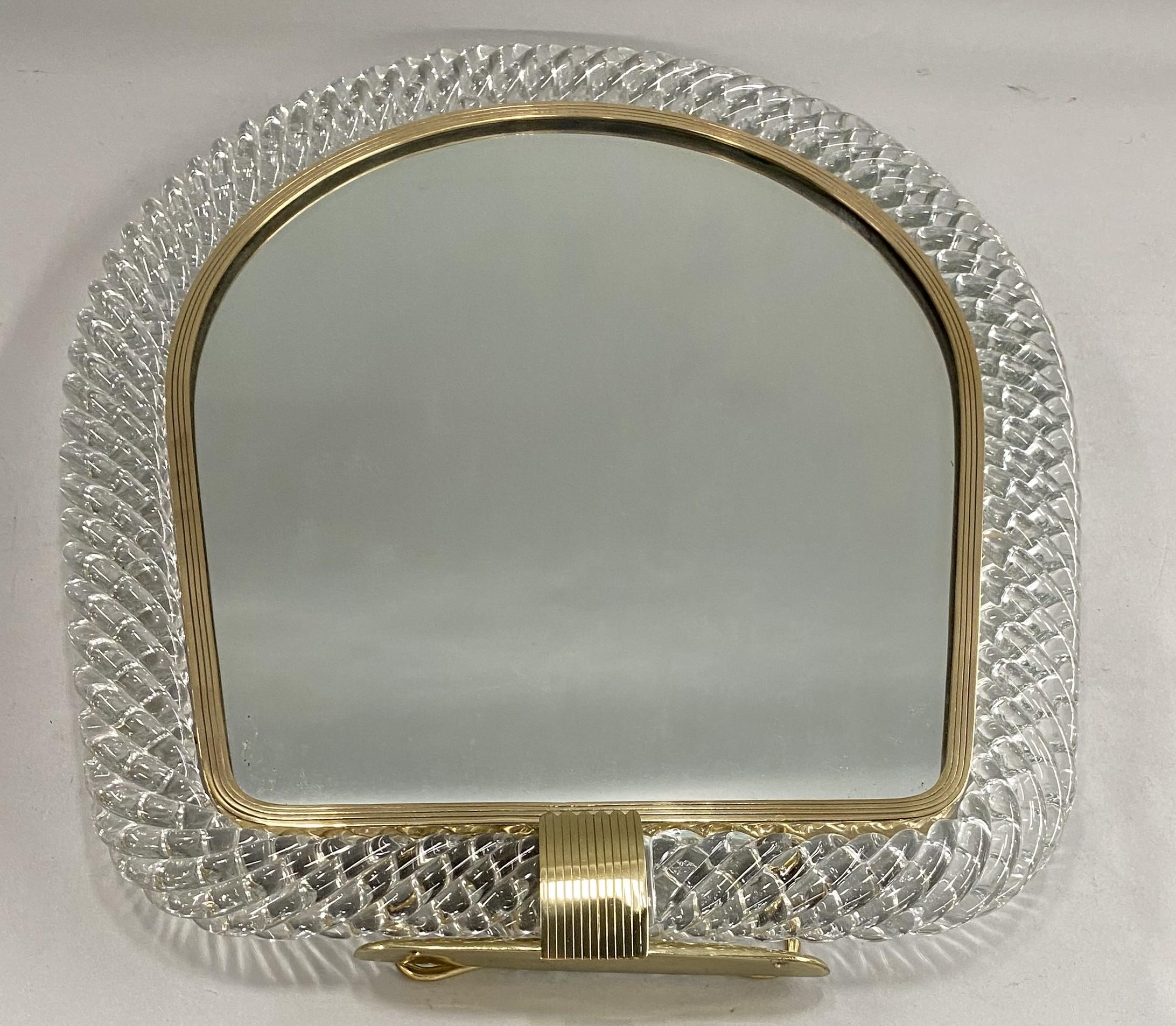 Mid Century Murano Venini verdrehtes Glas gewölbt Spiegel (Art déco) im Angebot