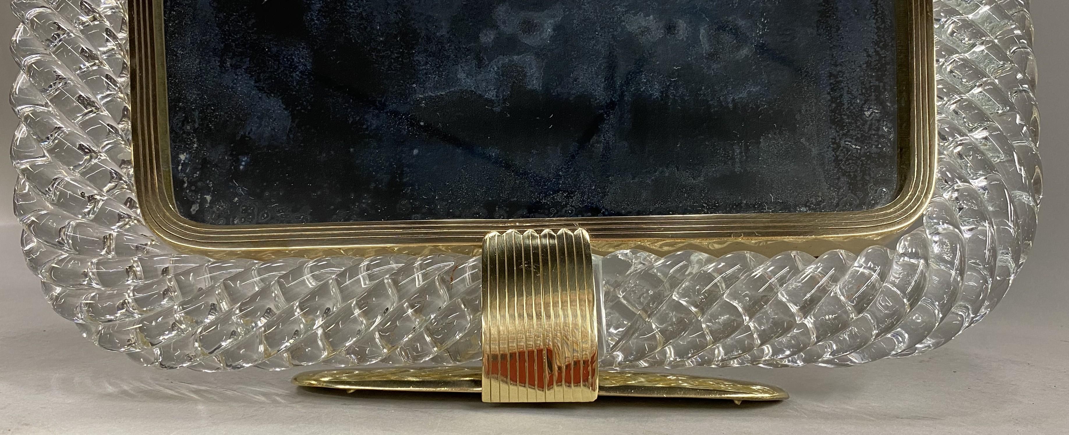 Mid Century Murano Venini verdrehtes Glas gewölbt Spiegel im Zustand „Gut“ im Angebot in Milford, NH