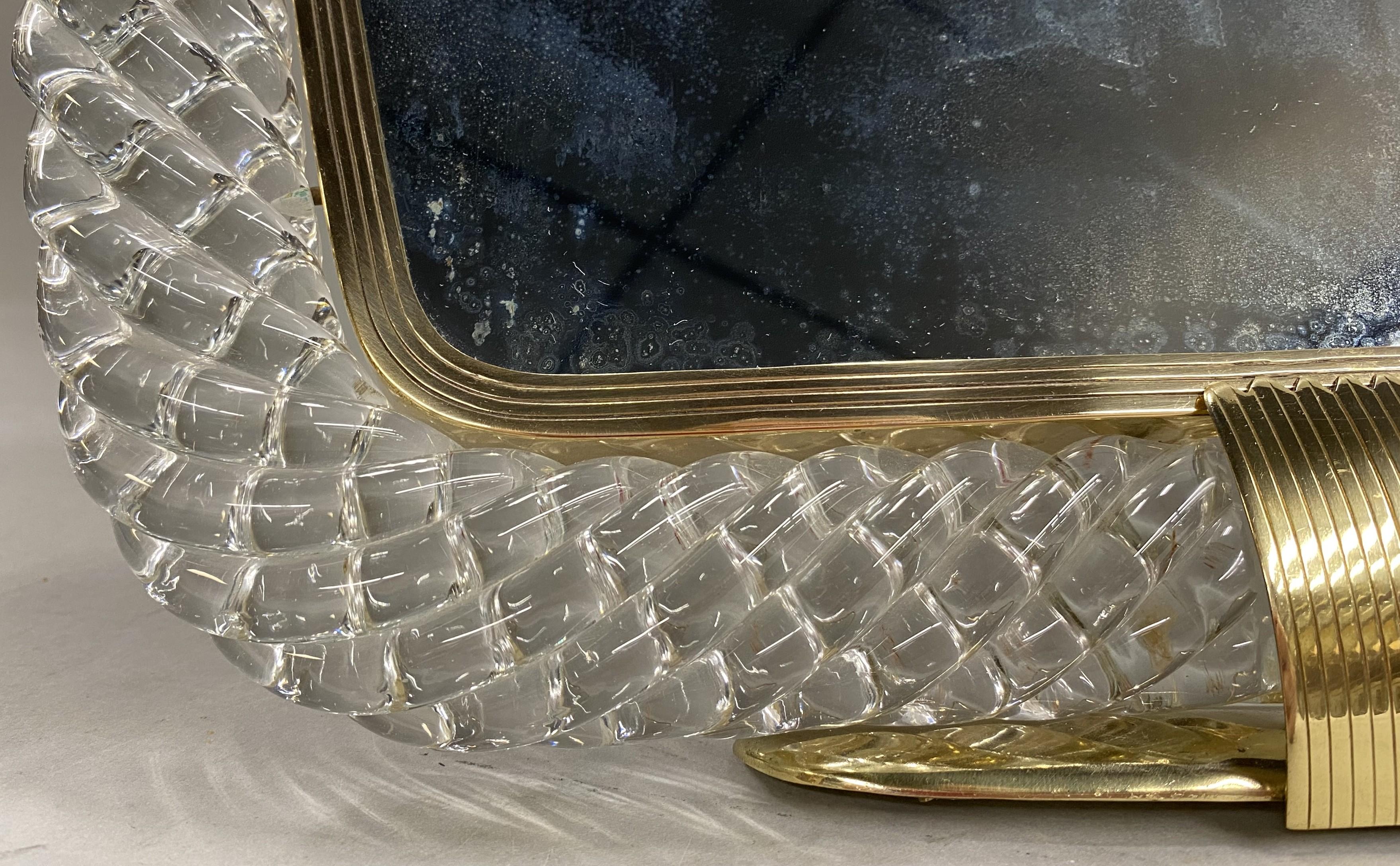 Mid Century Murano Venini verdrehtes Glas gewölbt Spiegel (20. Jahrhundert) im Angebot