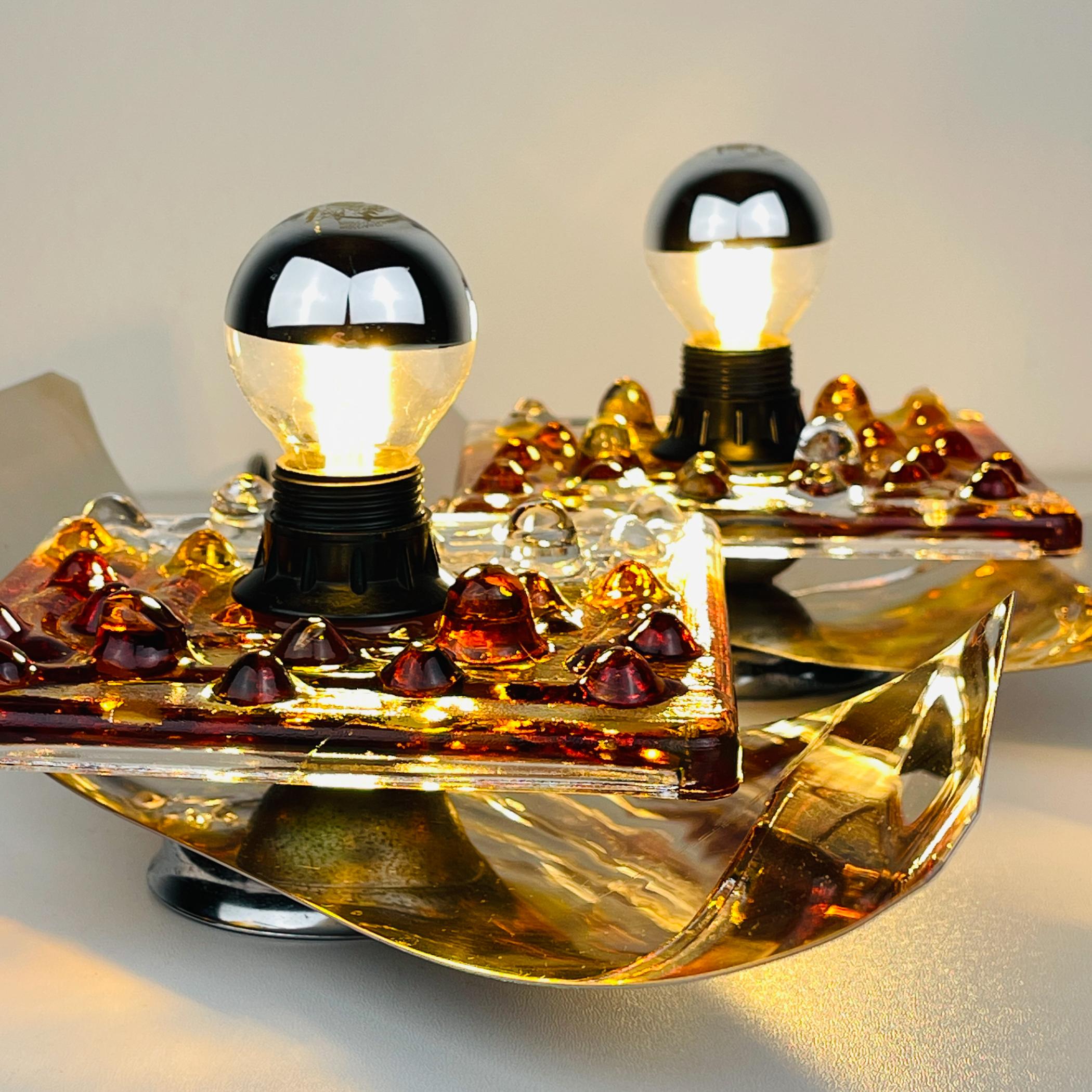 Apliques de murano de mediados de siglo de AV Mazzega, Italia 1970, Lote de 2 Moderno de mediados de siglo en venta
