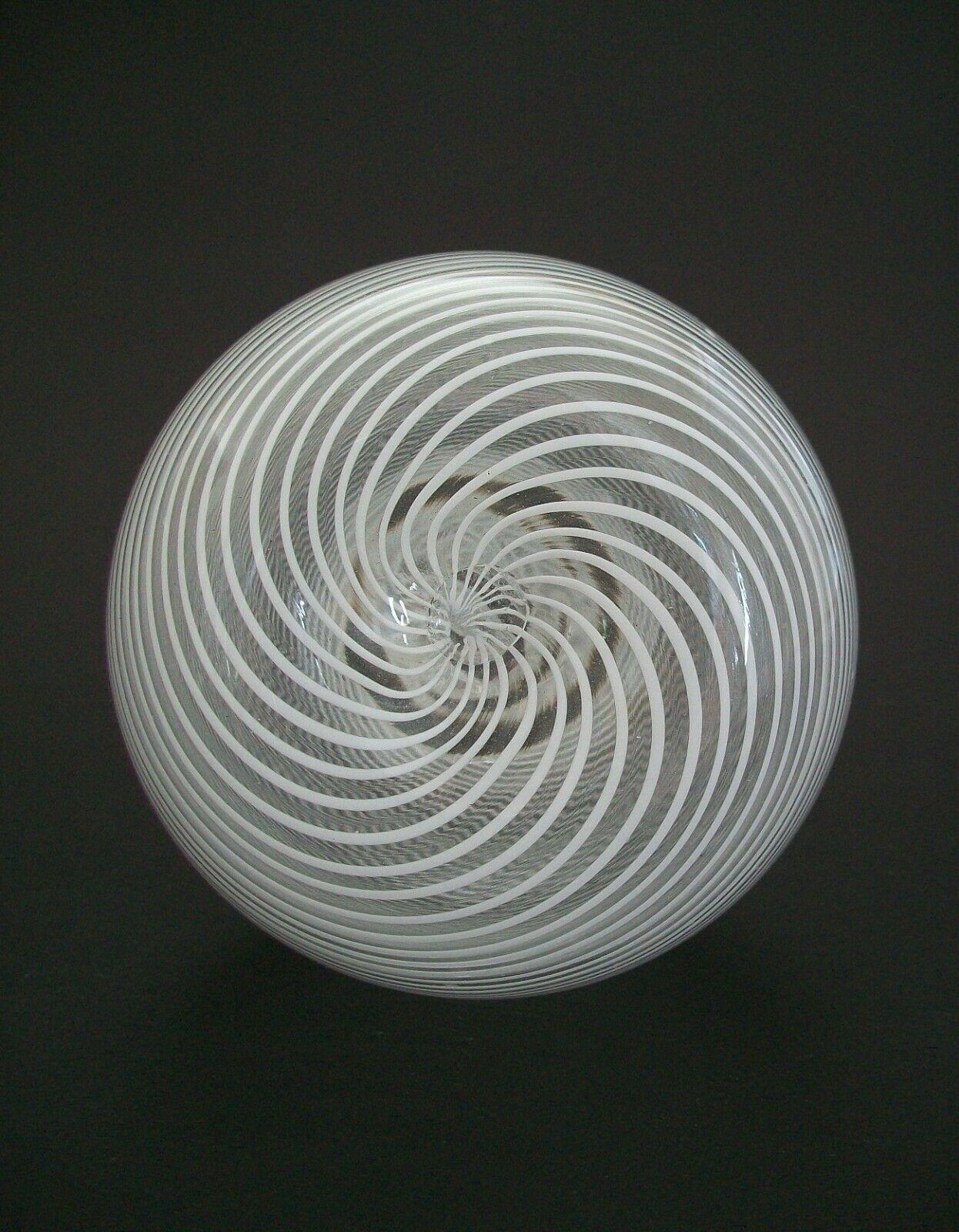 20th Century Mid Century Murano White Mezza Filigrana Glass Vase, Italy, Circa 1970's