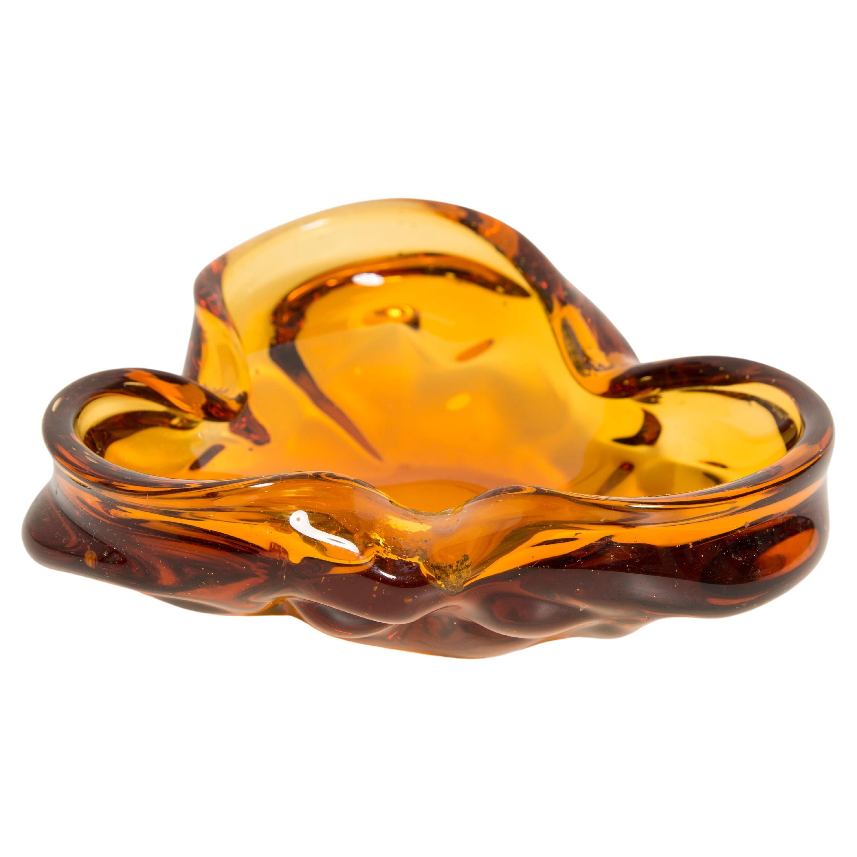 Mid-Century Murano Yellow Glass Bowl Ashtray Element, Italy, 1970s For Sale