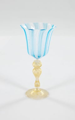 Mid-Century Murano Zanfirico and Gold Aventurine Glass Goblet