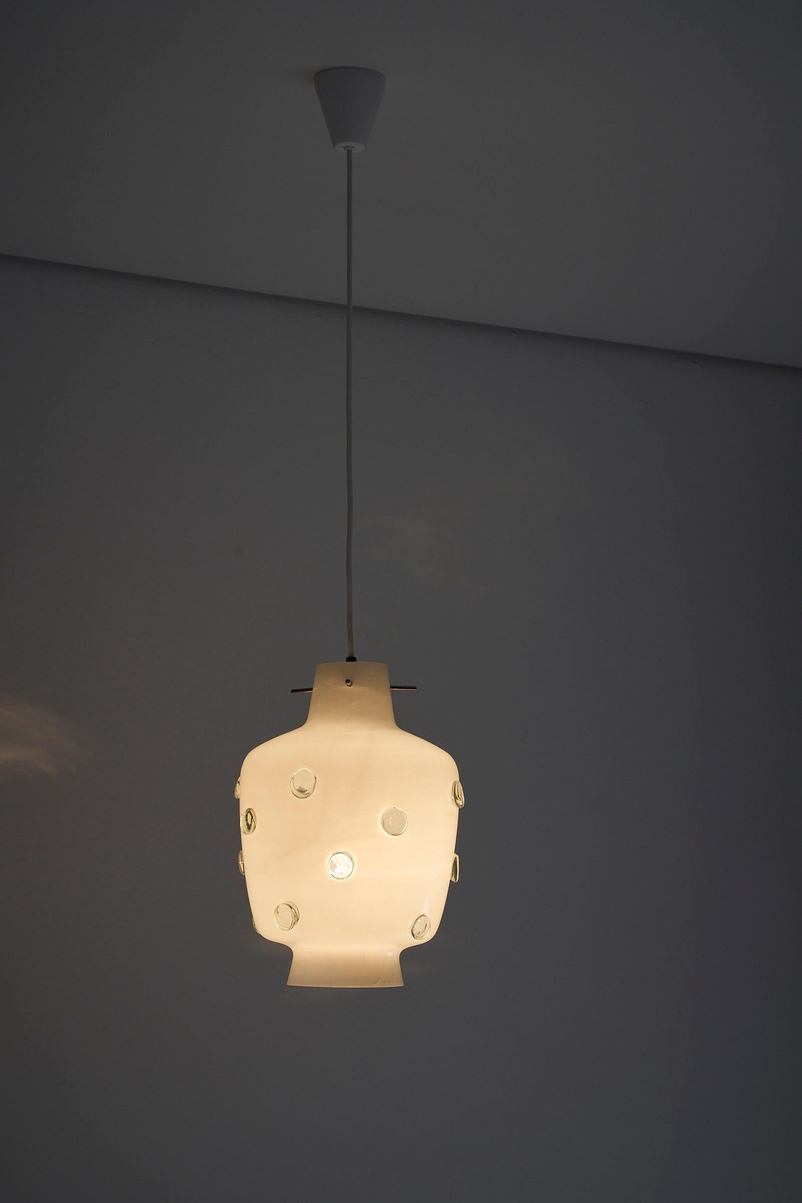 Italian Mid-Century Muranoglass Pendant With Clear Dots Vistosi For Sale