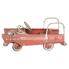 Mid Century Murray Ohio Mfg Co Pressed Steel Fire Truck Pedal Car 42"