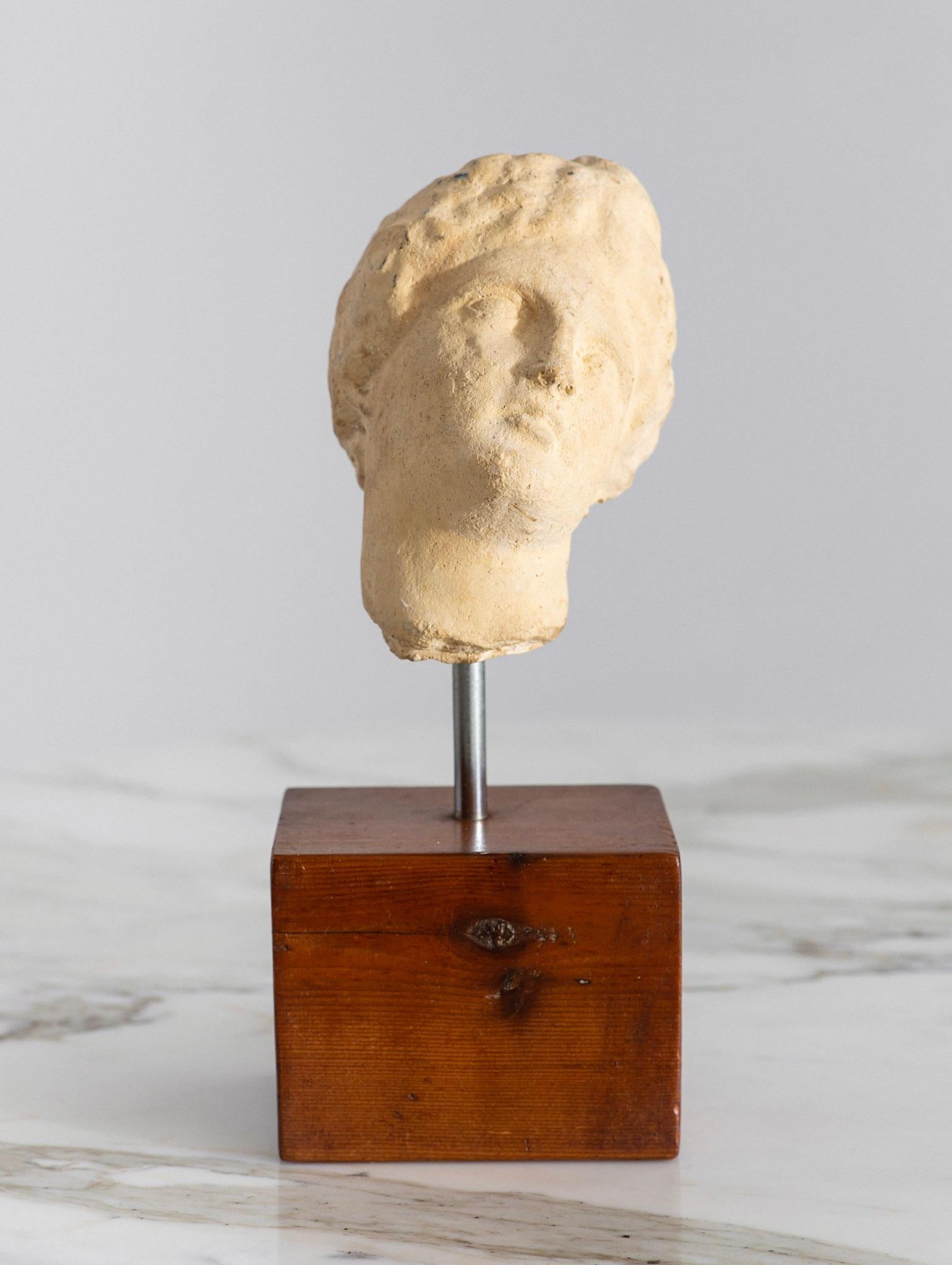 Mid-Century Modern Mid Century Museum Reproduction Sculpture Fragment of a Grecian Style Head