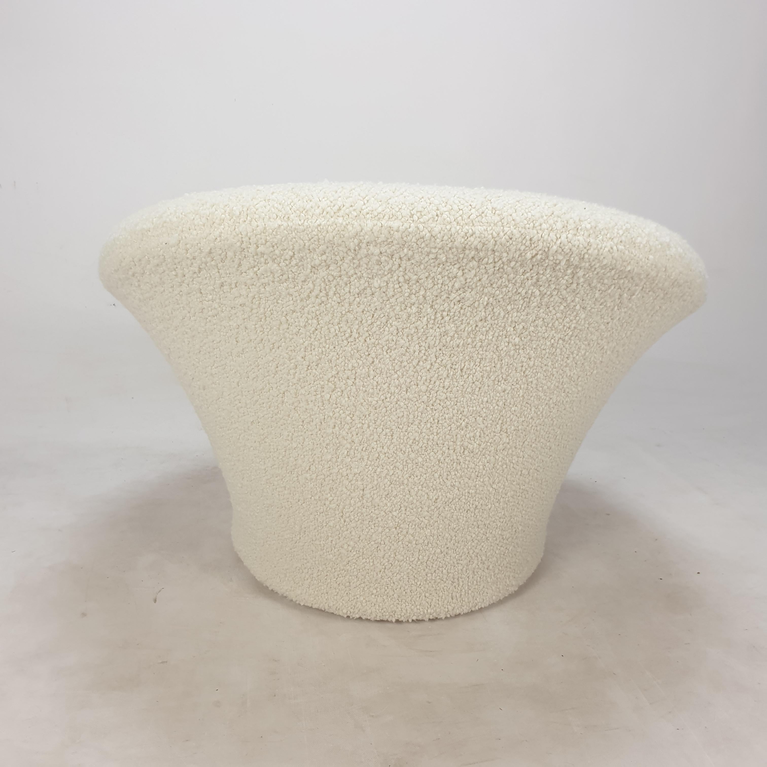 Bouclé Mid Century Mushroom Armchair and Ottoman by Pierre Paulin for Artifort, 1960s