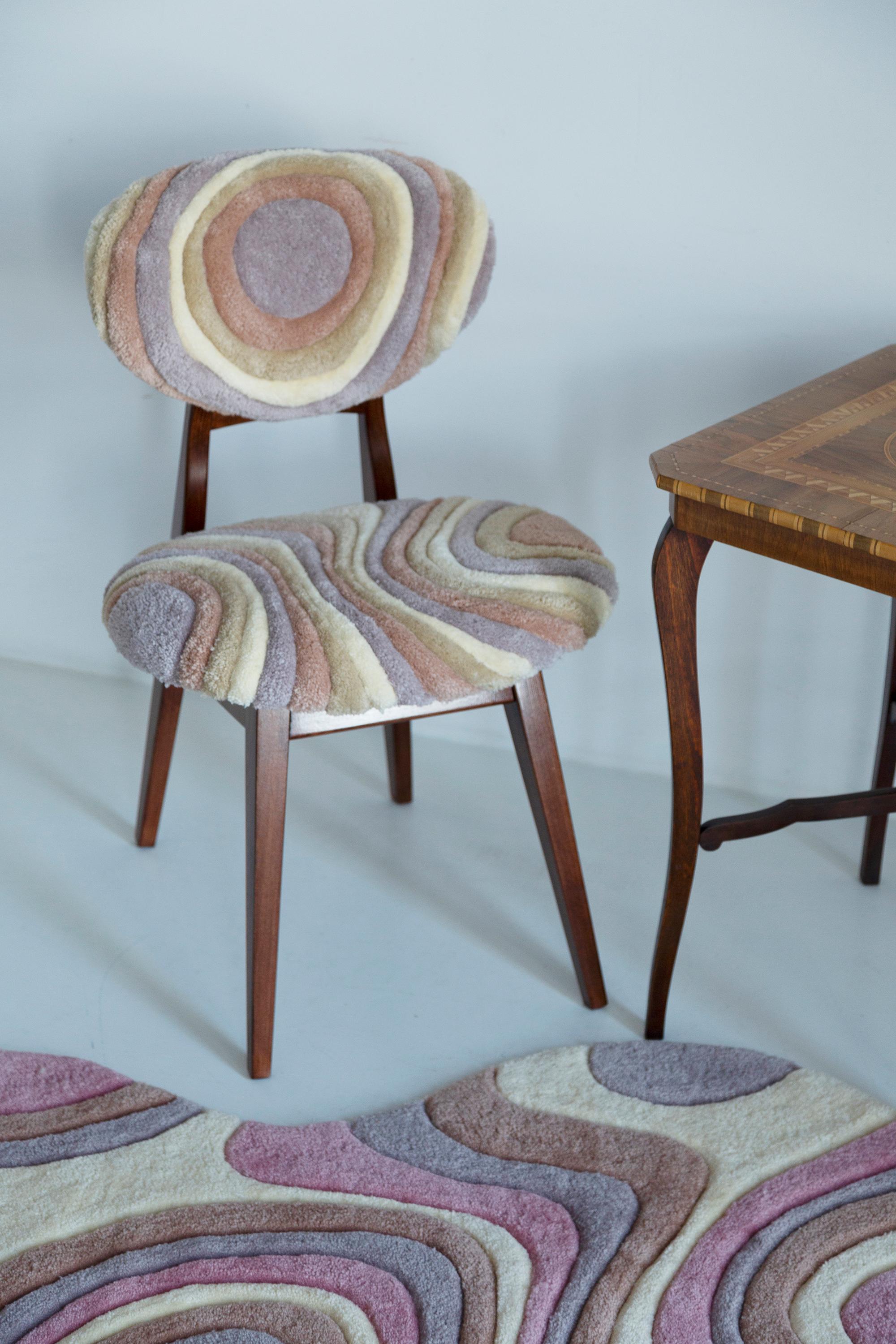 Mid Century Mushroom Chair, Hand Tufting Beige Wool, Europe, 1960s For Sale 7