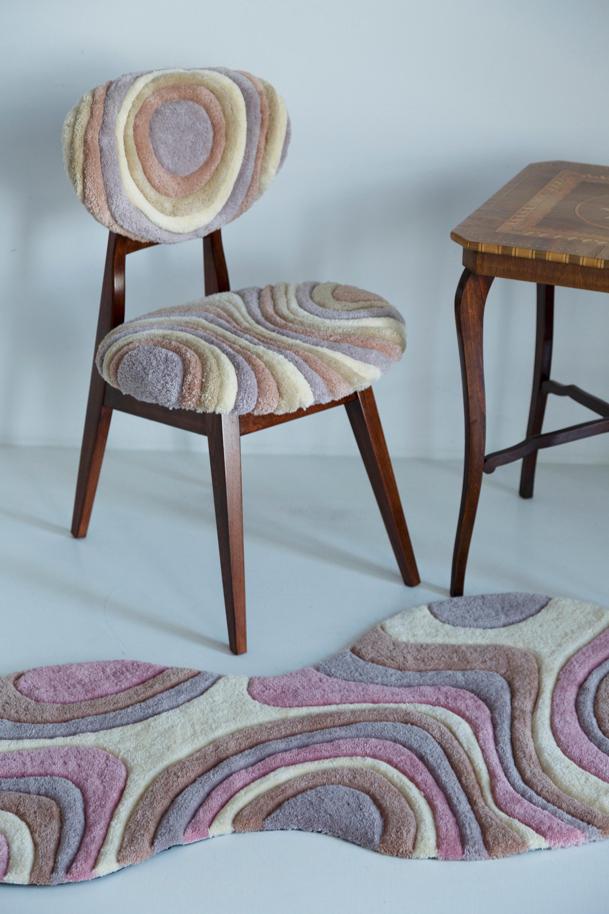 Mid Century Mushroom Chair, Hand Tufting Beige Wool, Europe, 1960s For Sale 8