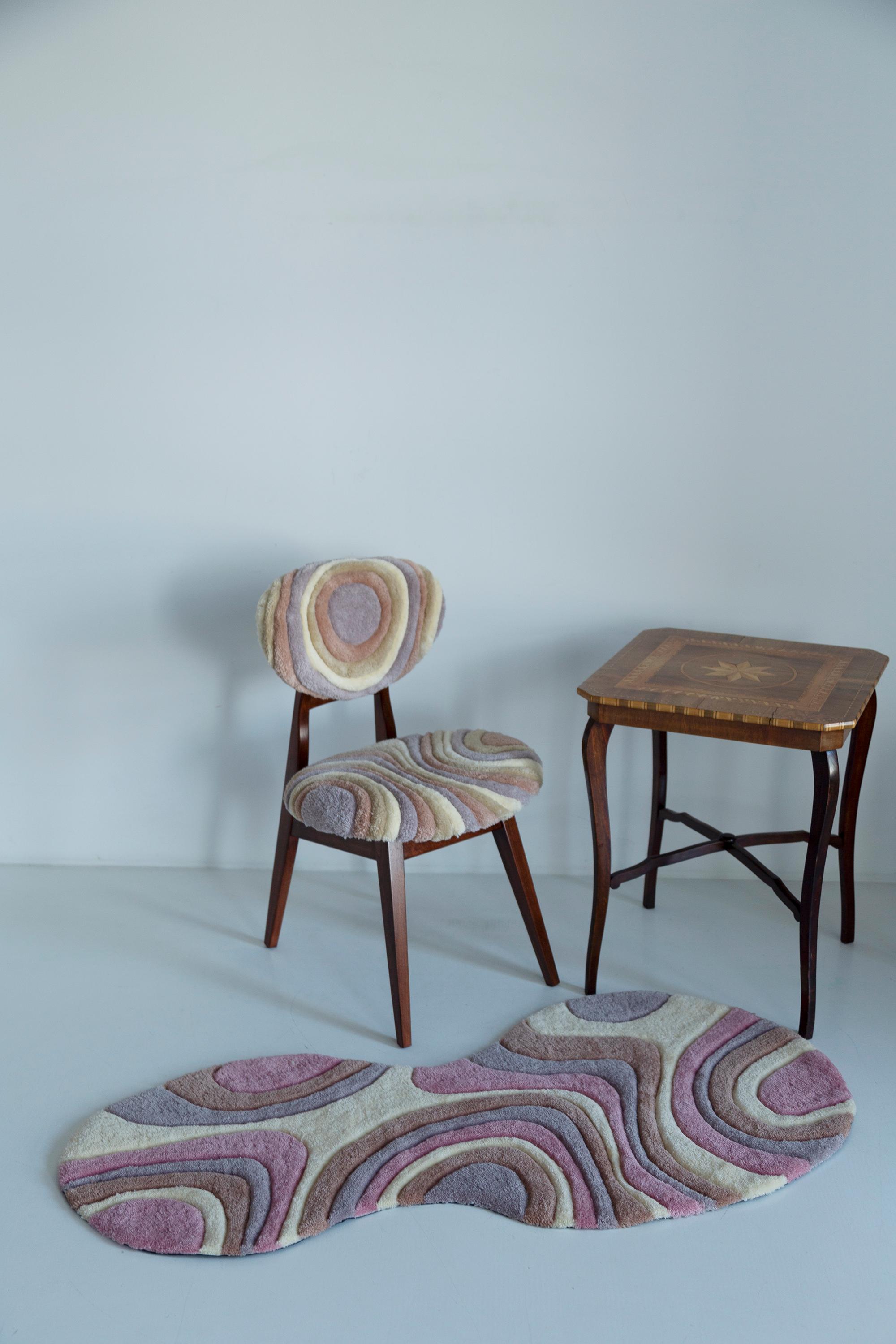 Mid Century Mushroom Chair, Hand Tufting Beige Wool, Europe, 1960s For Sale 9