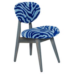 Mid Century Mushroom Chair, Hand Tufting Blue Zebra Wool, Europe, 1960s