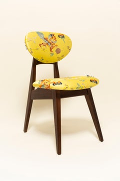 Mid Century Pilzstuhl, Gelber Jacquard, Dedar, von J. Kedziorek, 1960er Jahre