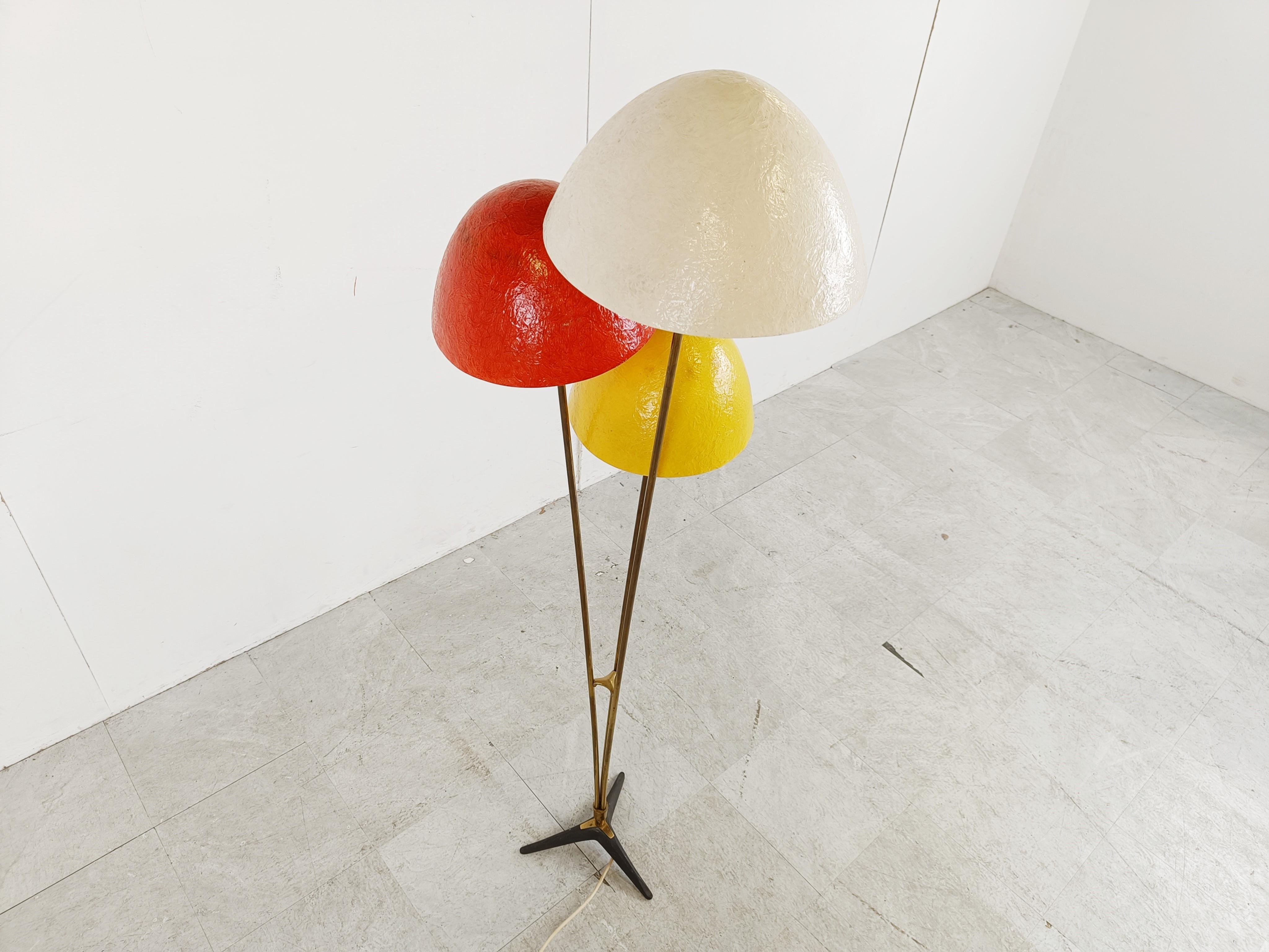 Brass Mid century mushroom floor lamp, 1950s For Sale