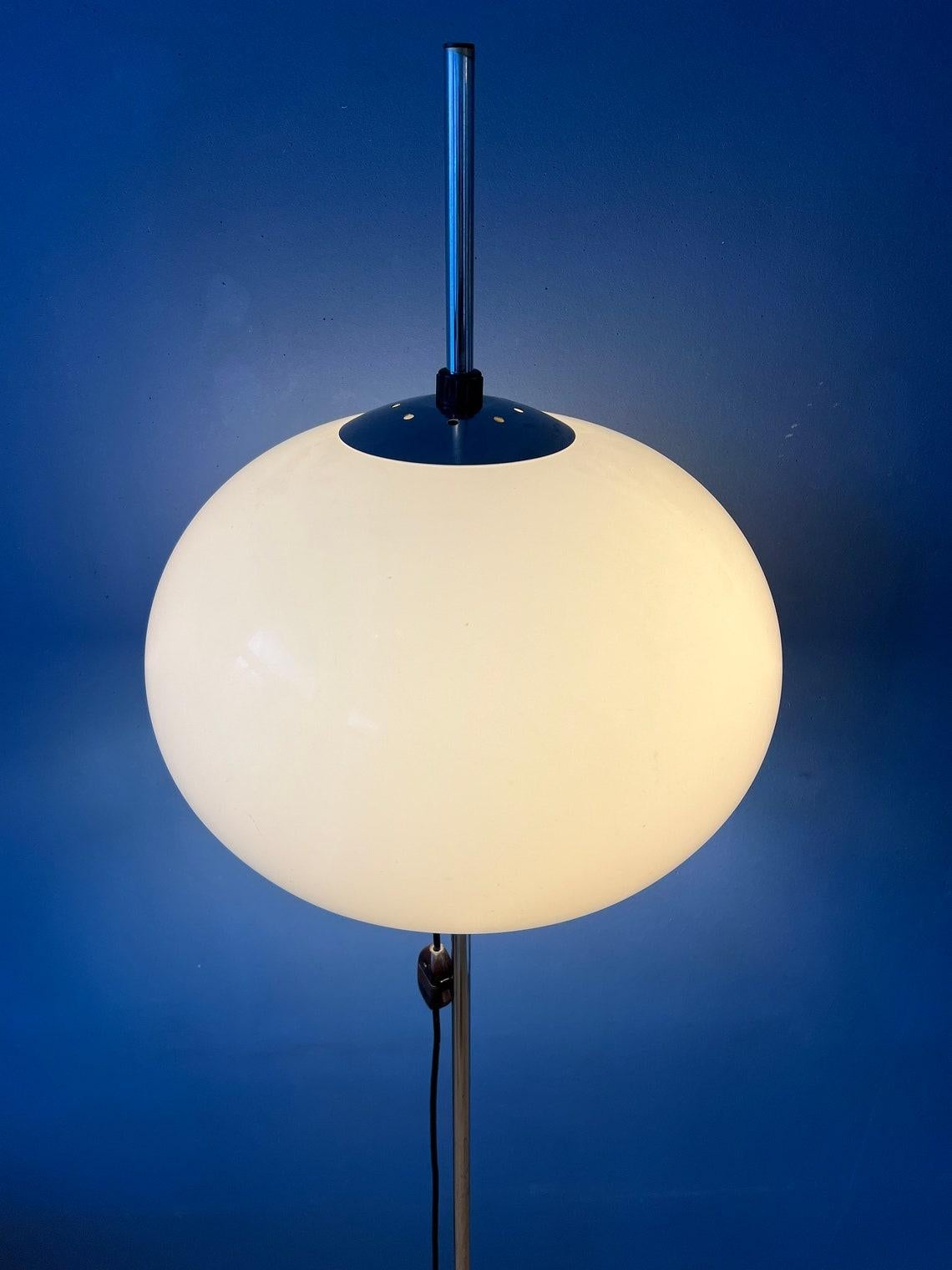 20th Century Mid Century Mushroom Floor Lamp with White Plexiglass Shade, 1970s For Sale