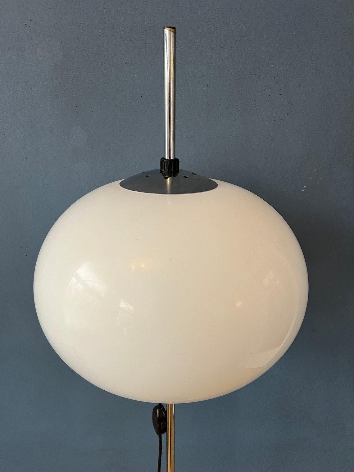 Mid Century Mushroom Floor Lamp with White Plexiglass Shade, 1970s For Sale 2