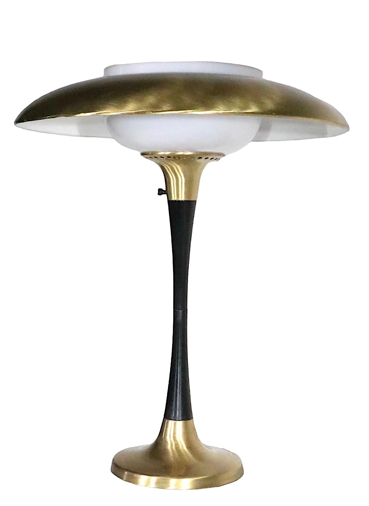 Metal Mid Century Mushroom  Form  Table Lamp att. to Gerald Thurston c 1950's For Sale