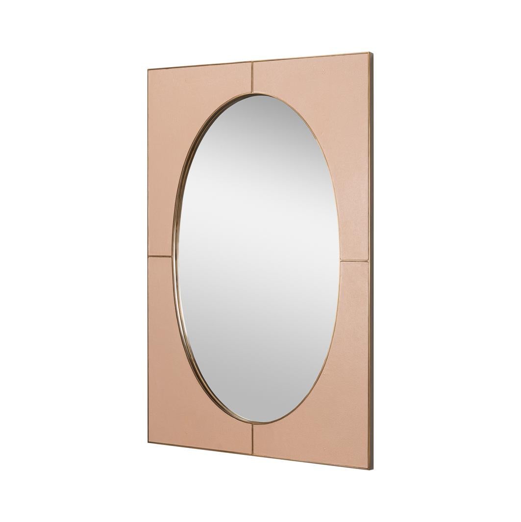 Mid-Century moderno Specchio in pelle color fungo di metà secolo in vendita